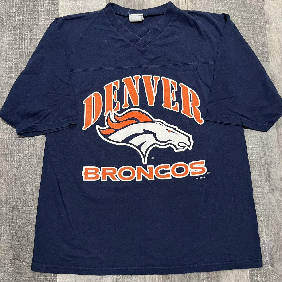 NFL Short Sleeve T Shirts NFL × Vintage VTG Denver Broncos 1997 Blue John Elway 90s NFL Shirt