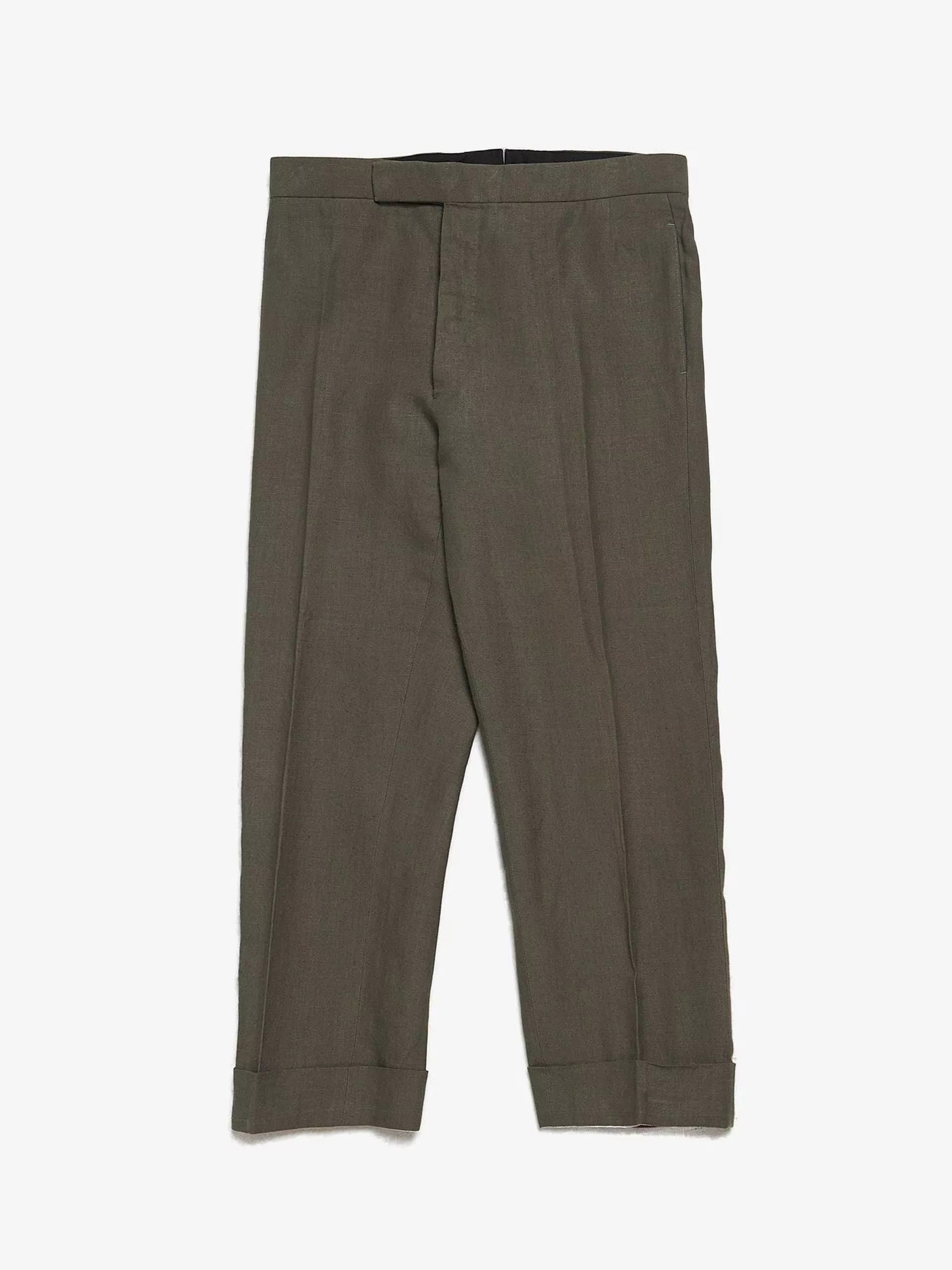 Thom Browne Casual Pants Thom Browne Gray-Green Rolled Up Hem Suit Trousers