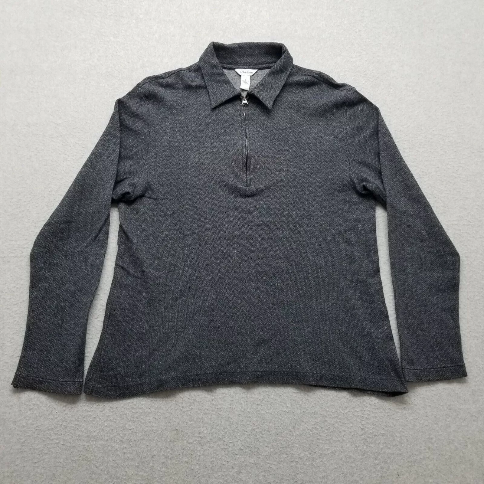 Calvin Klein Sweaters Knitwear Calvin Klein Sweater Men Large Long Sleeve Pullover Zip Gray