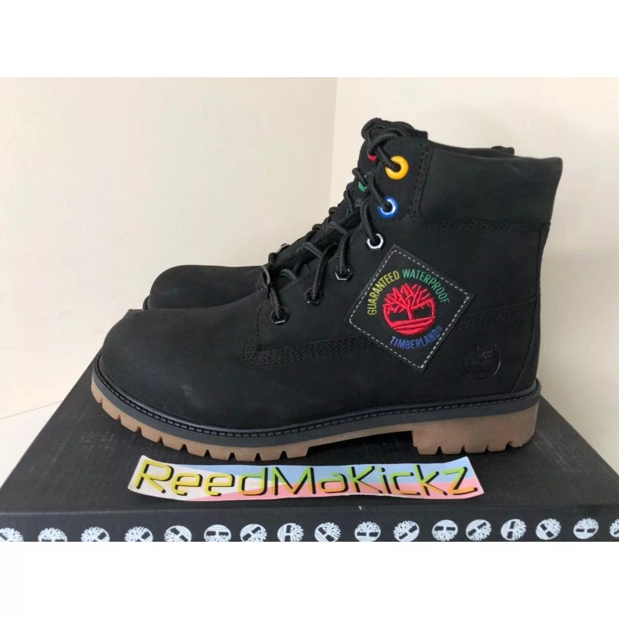 Timberland Boots 6 inch Black Patch Kids 5.5Y
