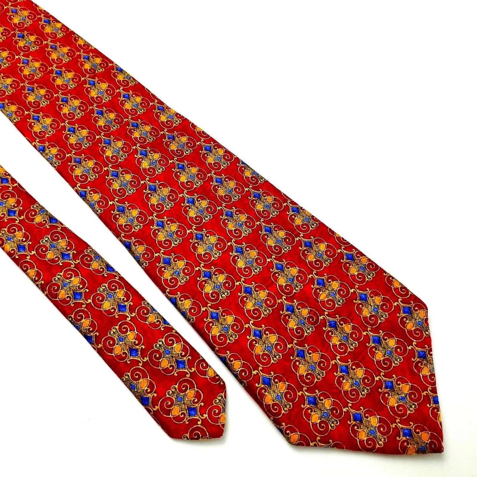 Robert Talbott Ties Pocketsquares Robert Talbott Studio Silk Tie Print Red Short Wide Geometri