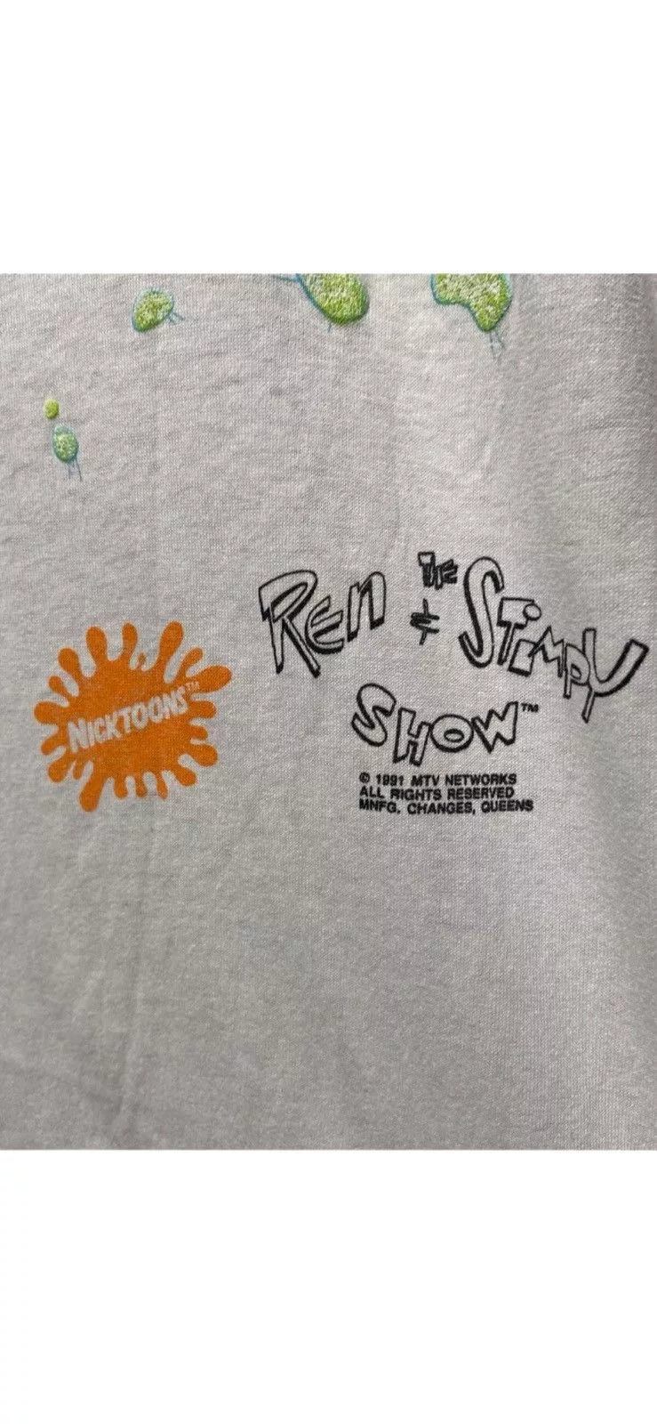 Changes Short Sleeve T Shirts Changes × Nickelodeon × Vintage Vintage 1991 Ren & Stimpy Nickelodeon T Shirt Size XL White