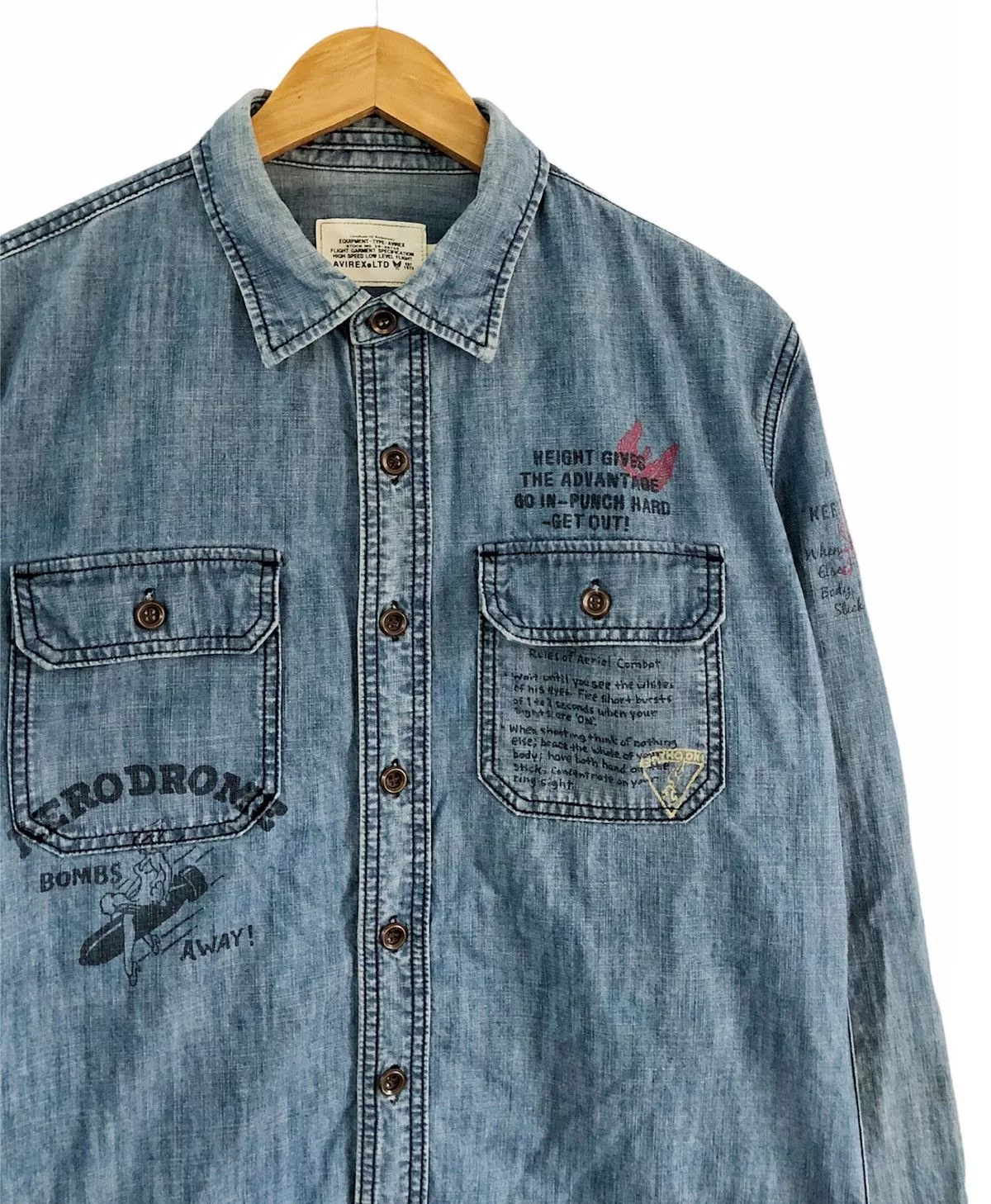 Alpha Industries Shirts Button Ups Alpha Industries × Avirex × Loopwheeler Rare 2000's Avirex denim statement shirt Multi