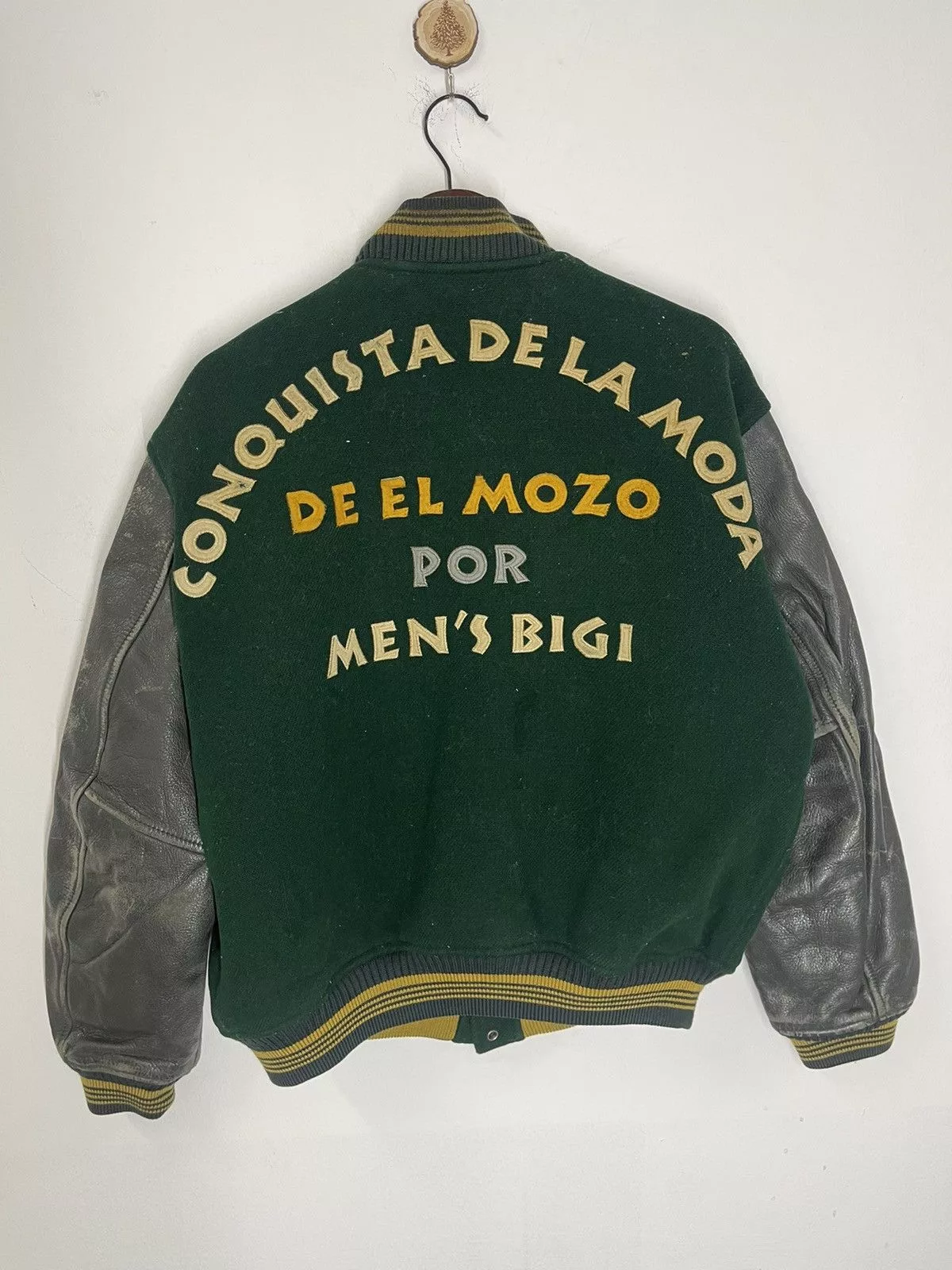 BIGI Bombers BIGI × Uniqlo × Vintage VINTAGE DE EL MOZO POR MEN’S BIGI LEATHER VARSITY Green