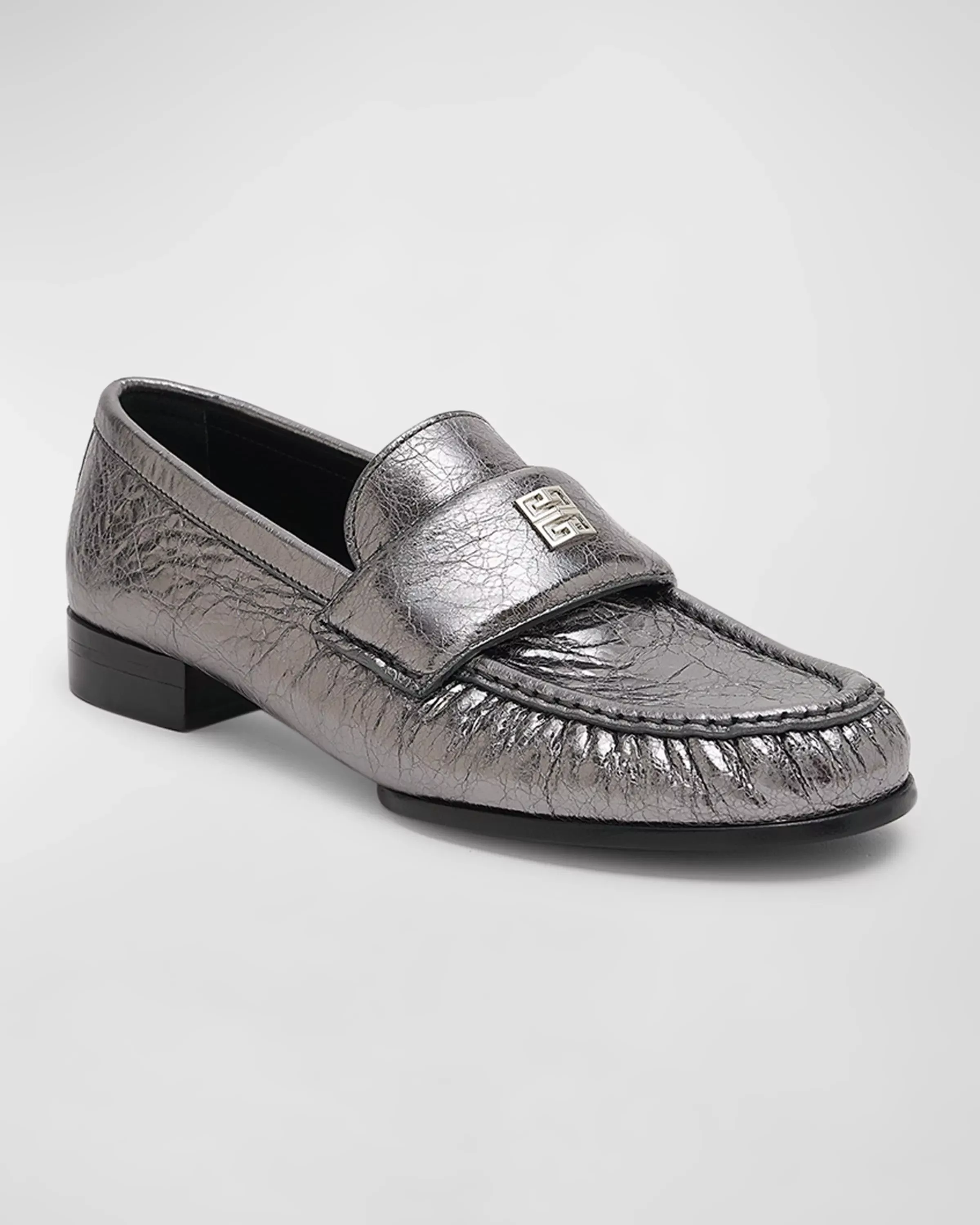 Givenchy Boots Givenchy os11x0624 4G Metallic Medallion Loafers in Silver Gray