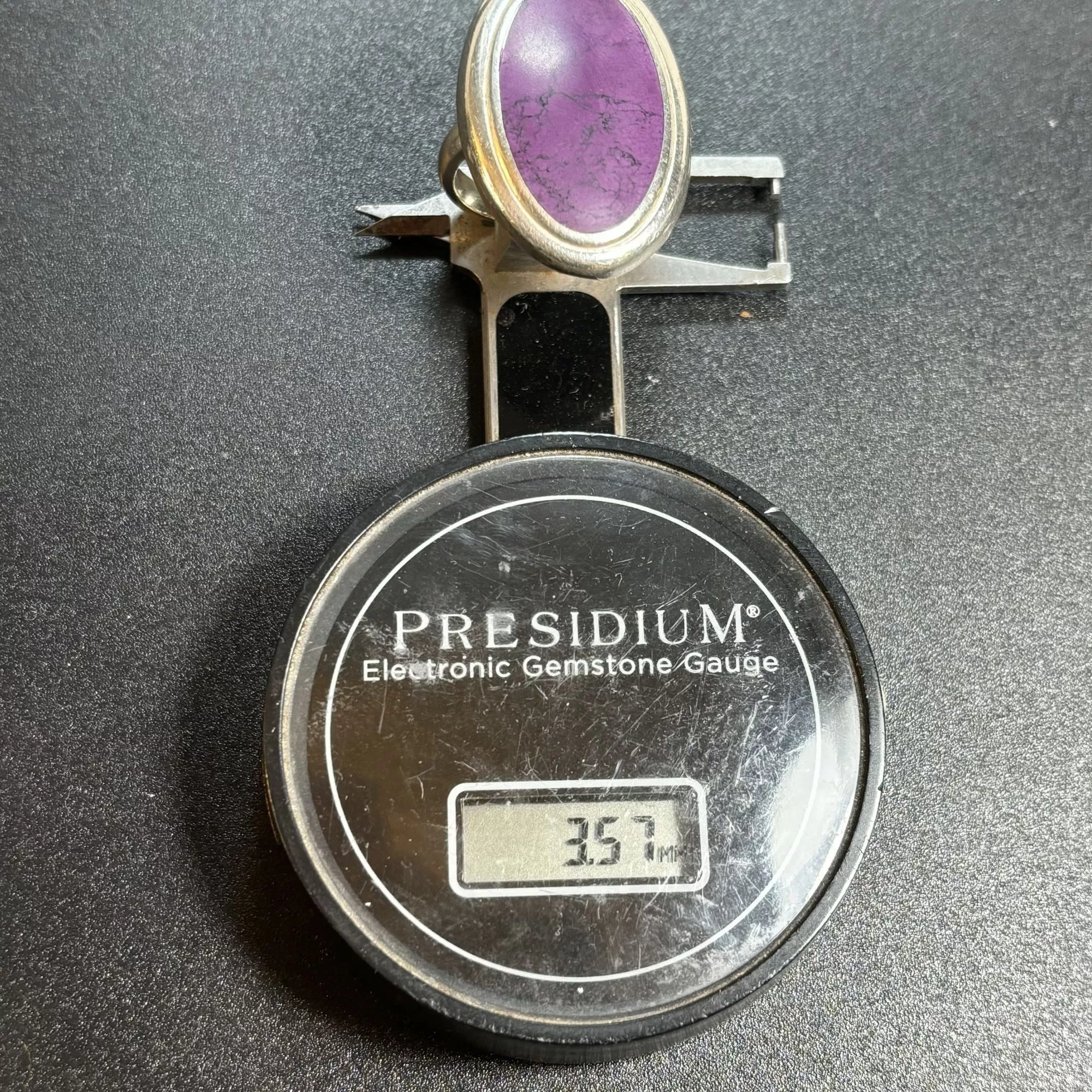 Vintage Rings Vintage VTG Sterling Silver 925 Dyed Purple Turquoise Bezel Set 3.5m