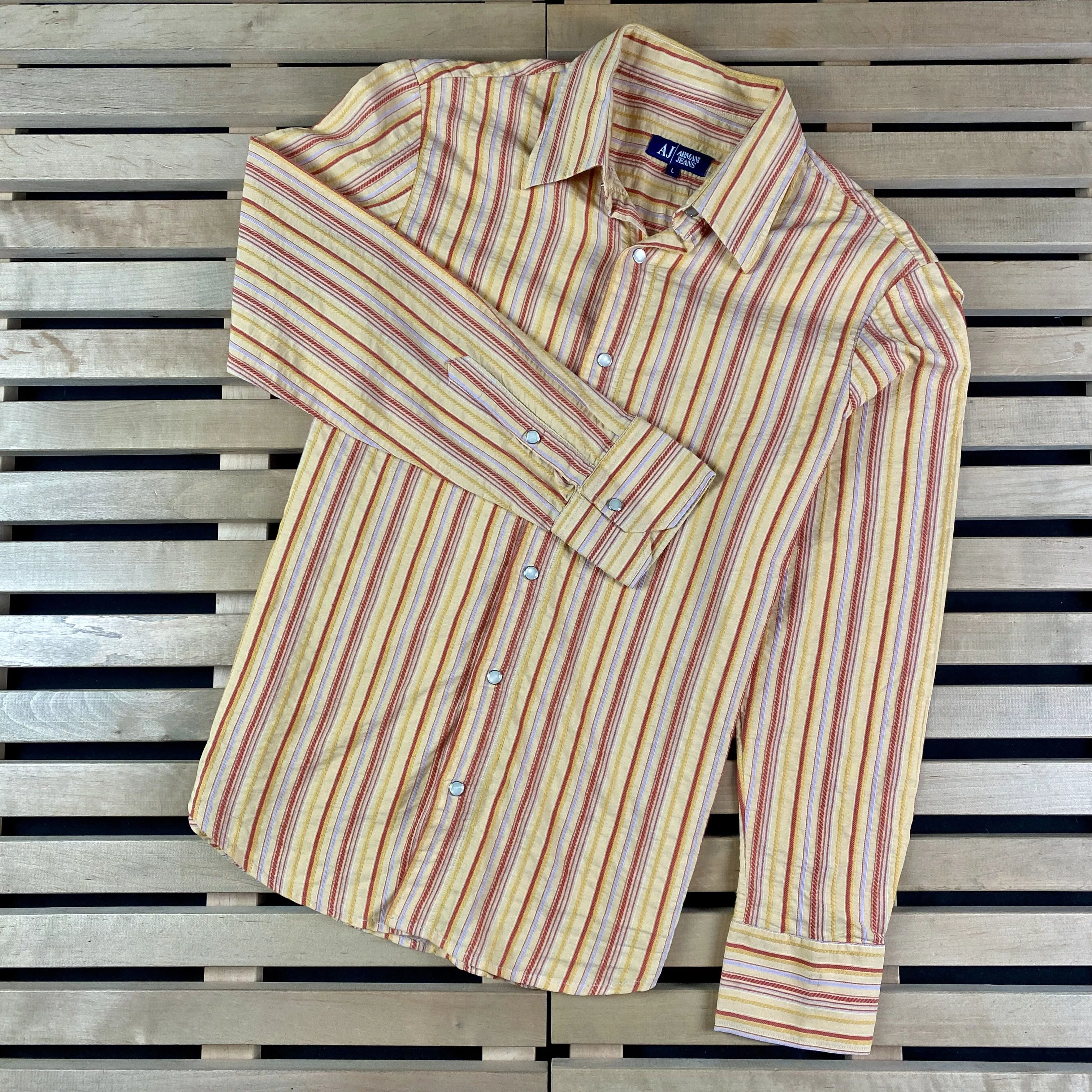 Armani Button Ups Armani × Vintage Women’s Shirt Long Sleeve Armani Jeans Size L Multicolor Luxury