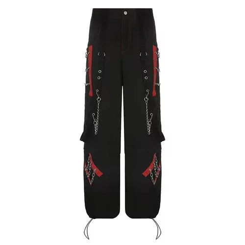 Jean Casual Pants Jean Gothic Cargo Pants Black Avant-Garde