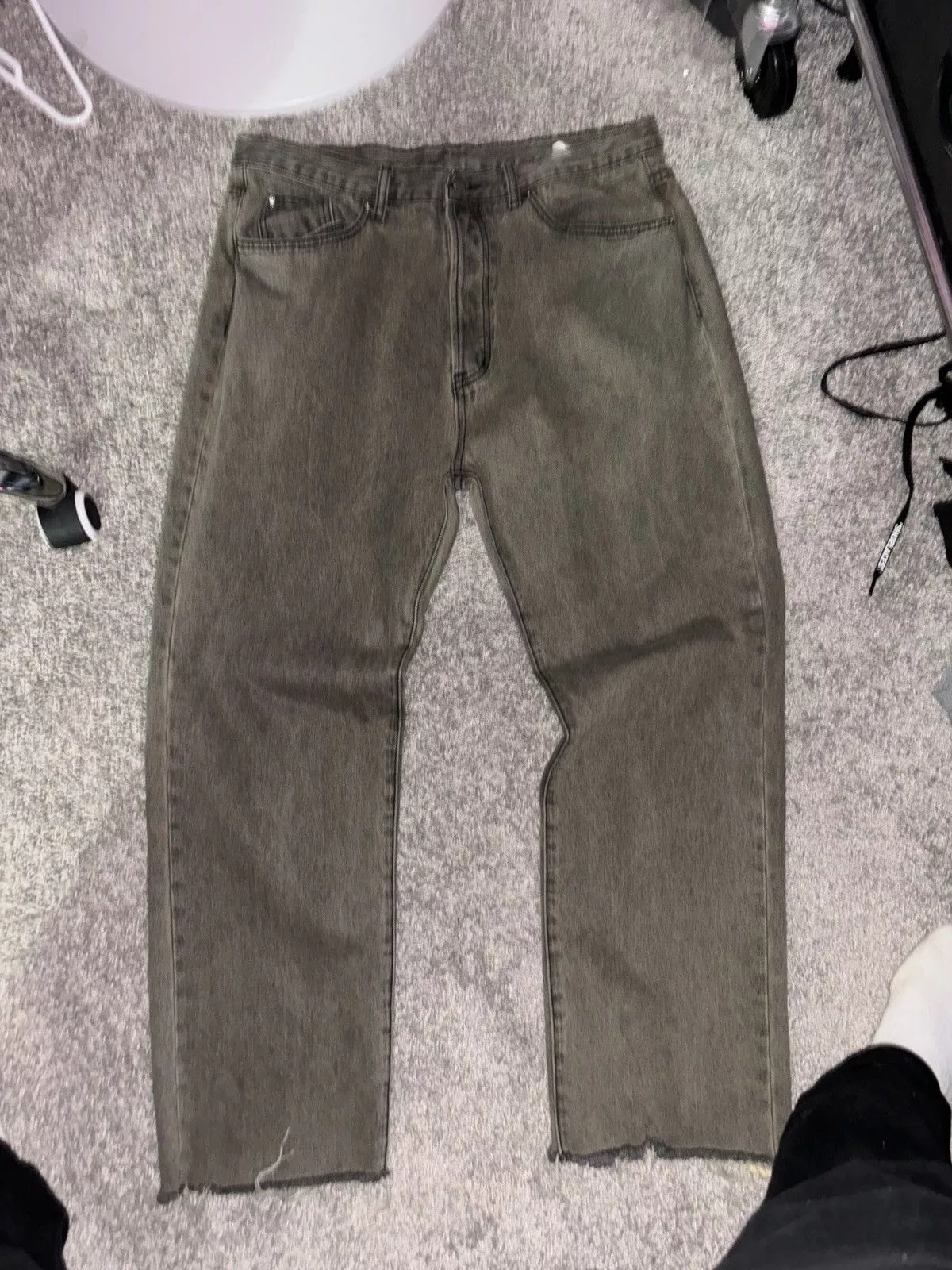green baggy mnml denim Gray Streetwear