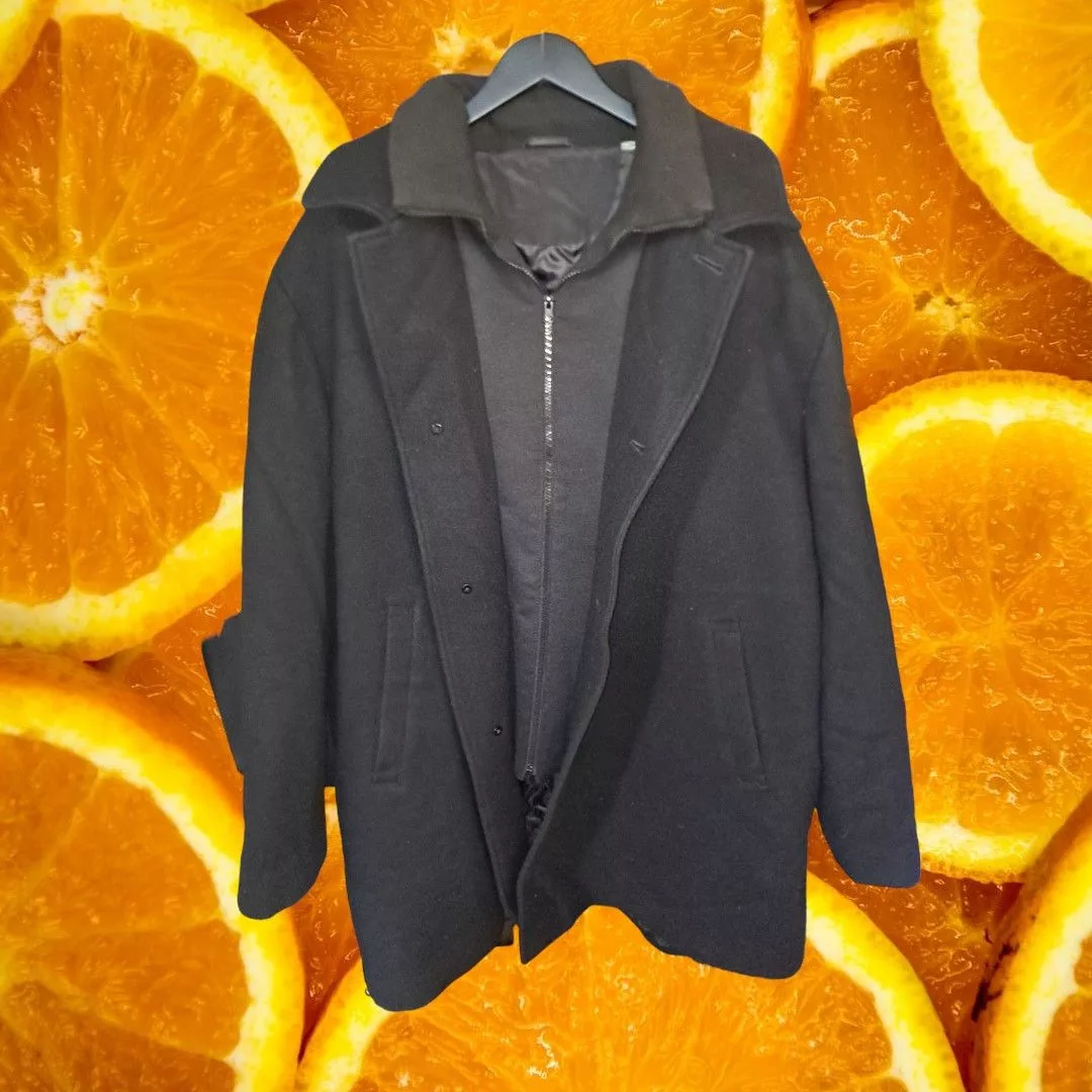 Lauren Ralph Lauren Light Jackets Lauren Ralph Lauren Black Wool Blend Zip Overcoat Size 54L