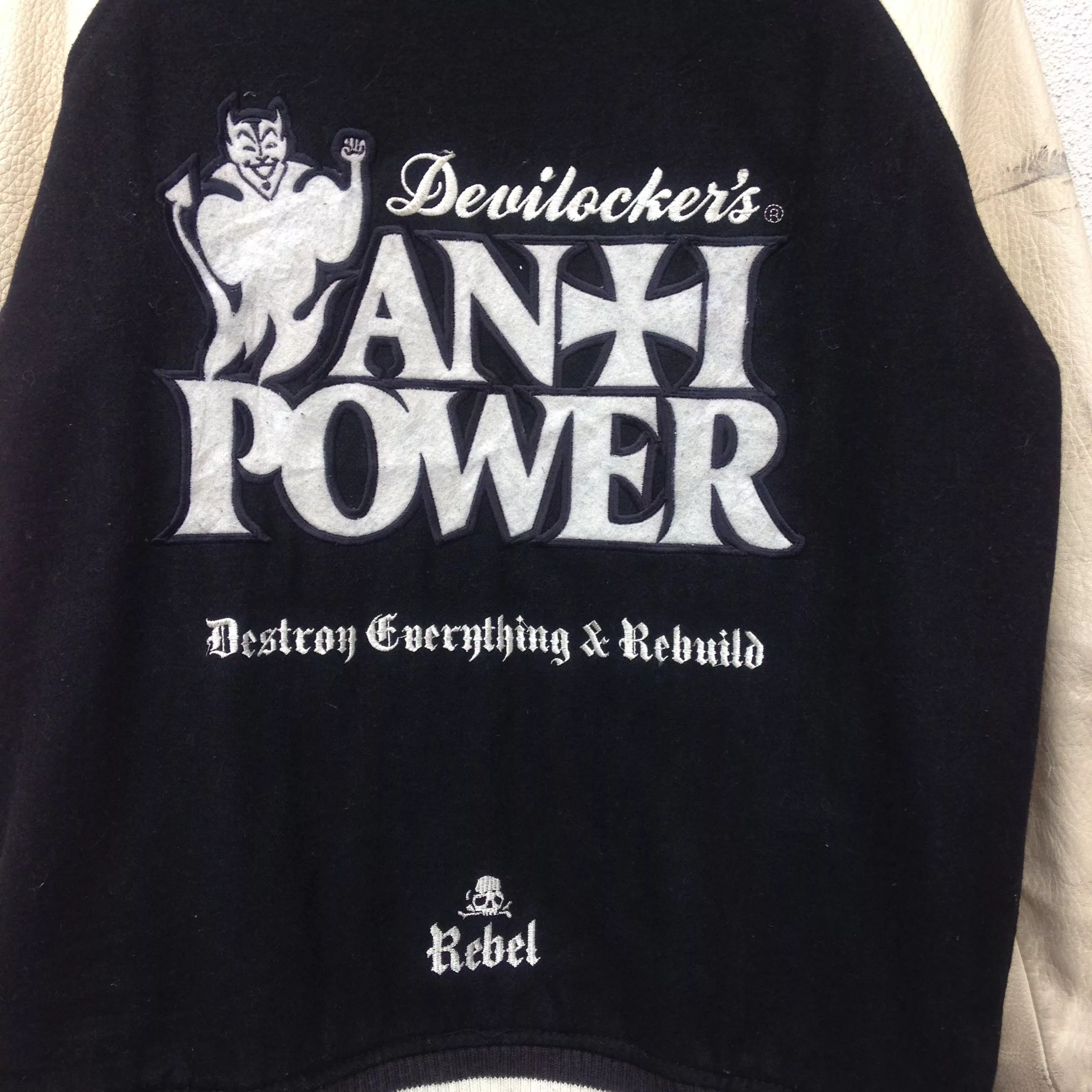 Devilock Light Jackets Devilock × Vintage Devilock Anti Power Rebel Leather Sleeve Black