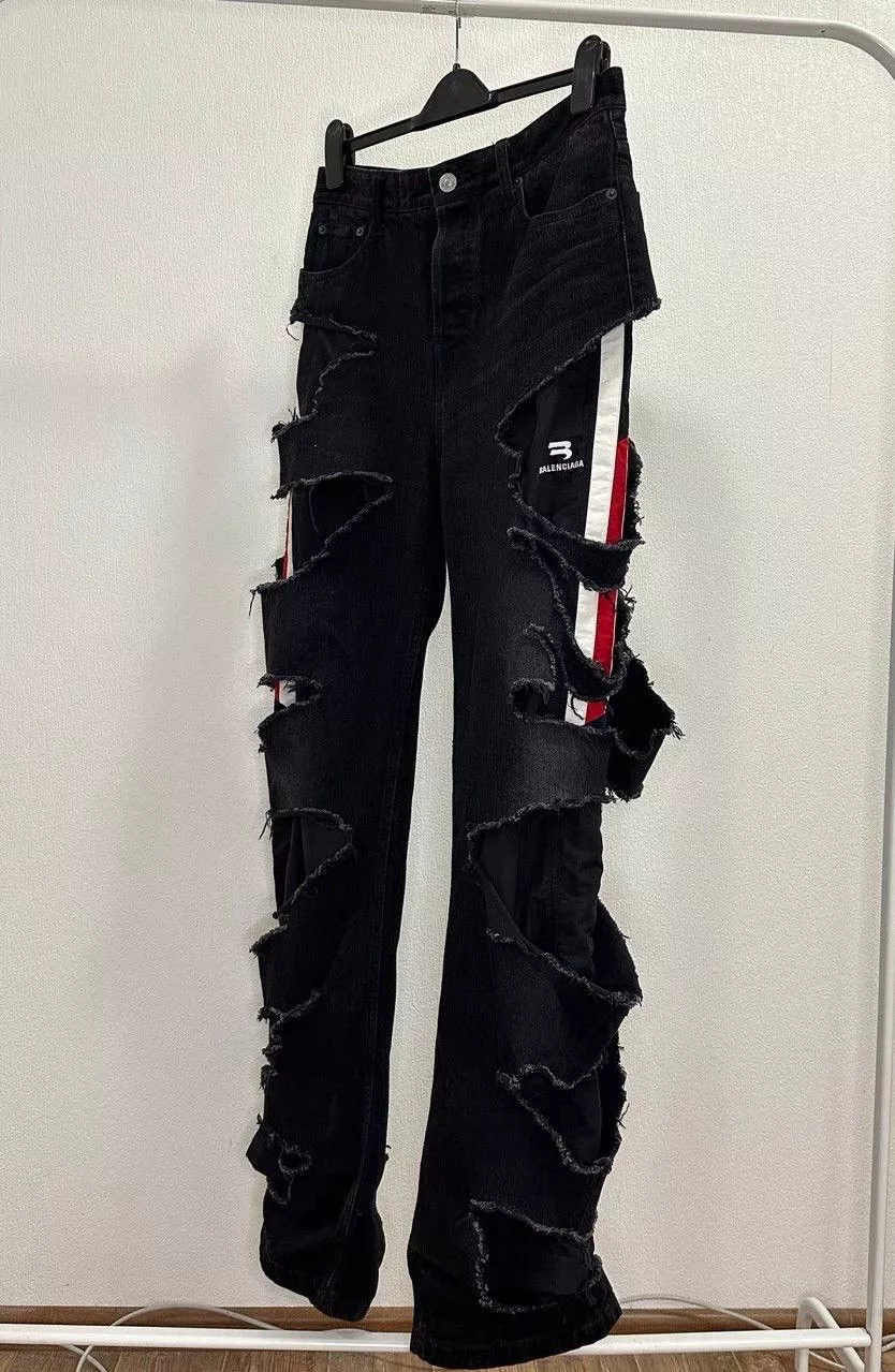 Balenciaga Denim balenciaga distressed denim slashed Black