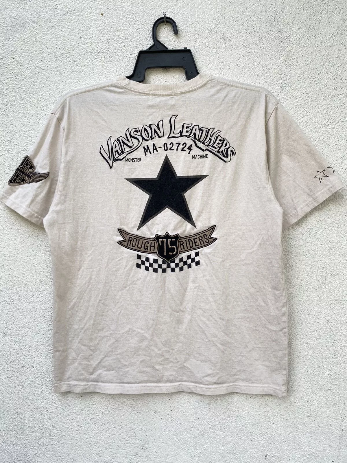 Vanson Leathers Short Sleeve T Shirts Vanson Leathers Vanson Leather Patch & Embroidery Big Logo Very Versatile White Vintage