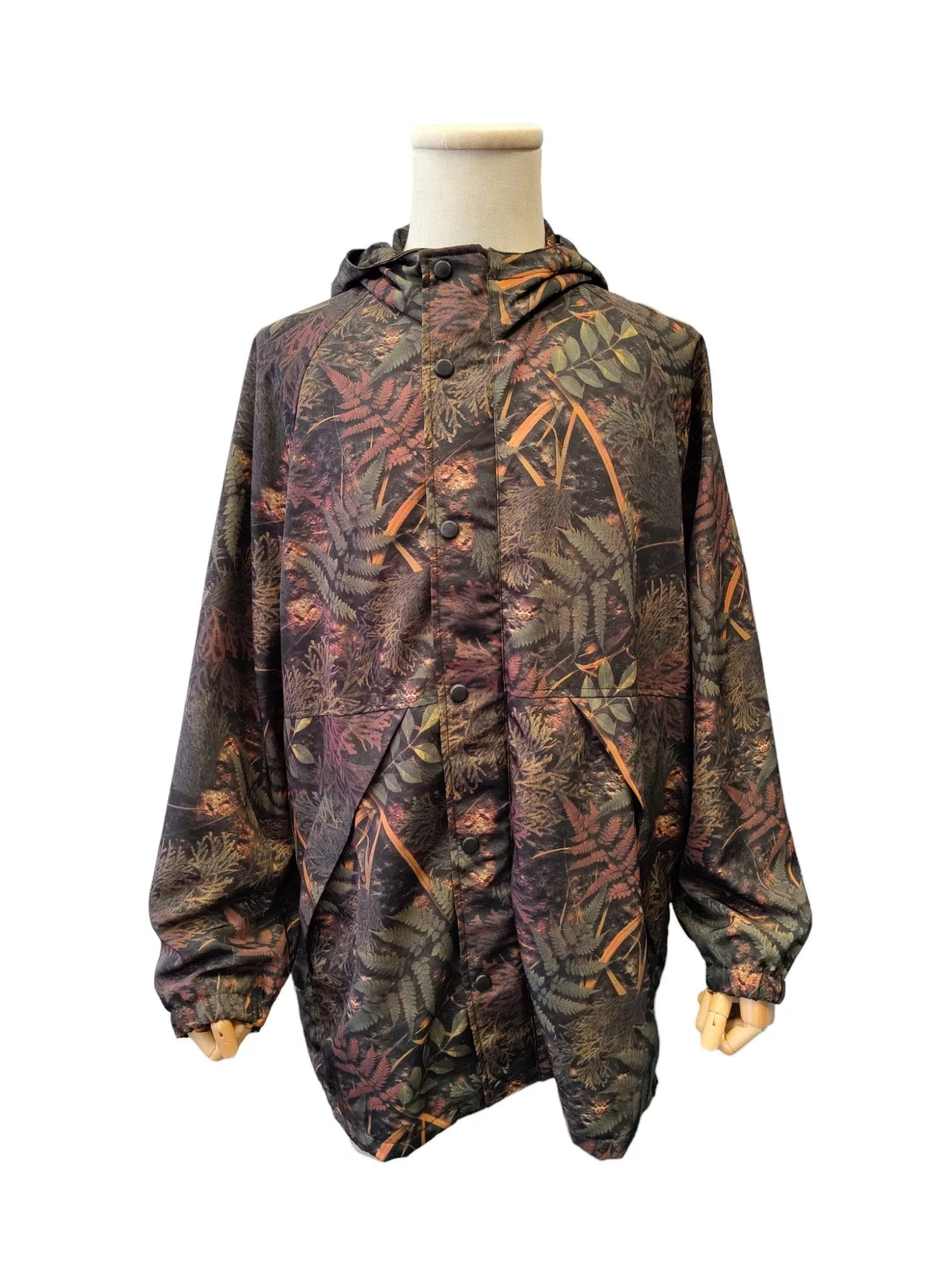 Doublet Light Jackets Doublet Dark Olive Autumn Leaves Print Button Up Zip Up Jacket Green
