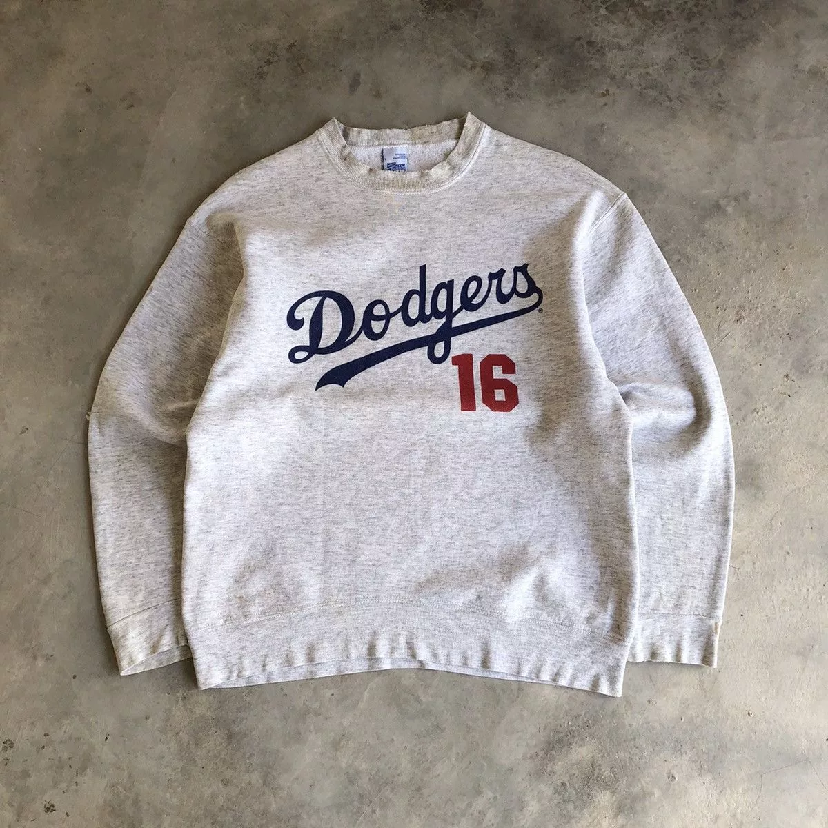 MLB Sweatshirts Hoodies DODGERS Mlb Team Nomo 16 Crewneck Sweatshirt Gray