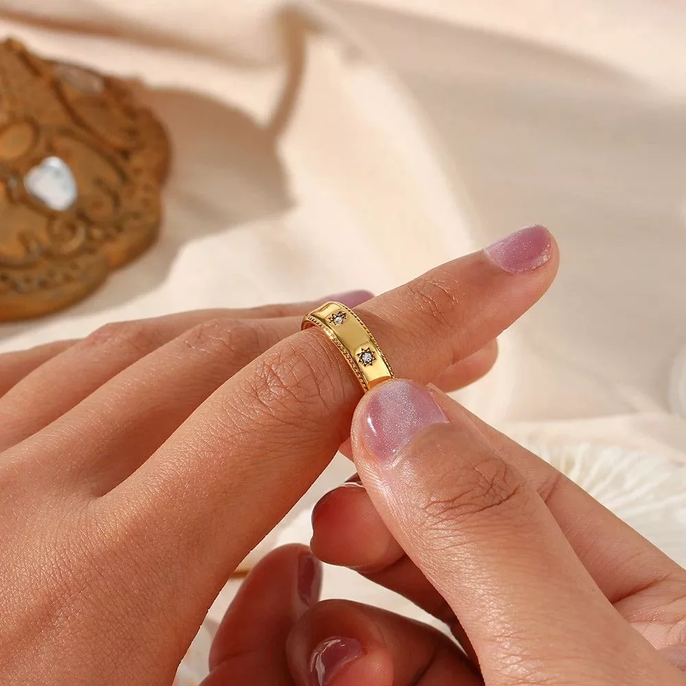 Jewelry Watches Jewelry Crystal Zircon Setted Star Gold Rings