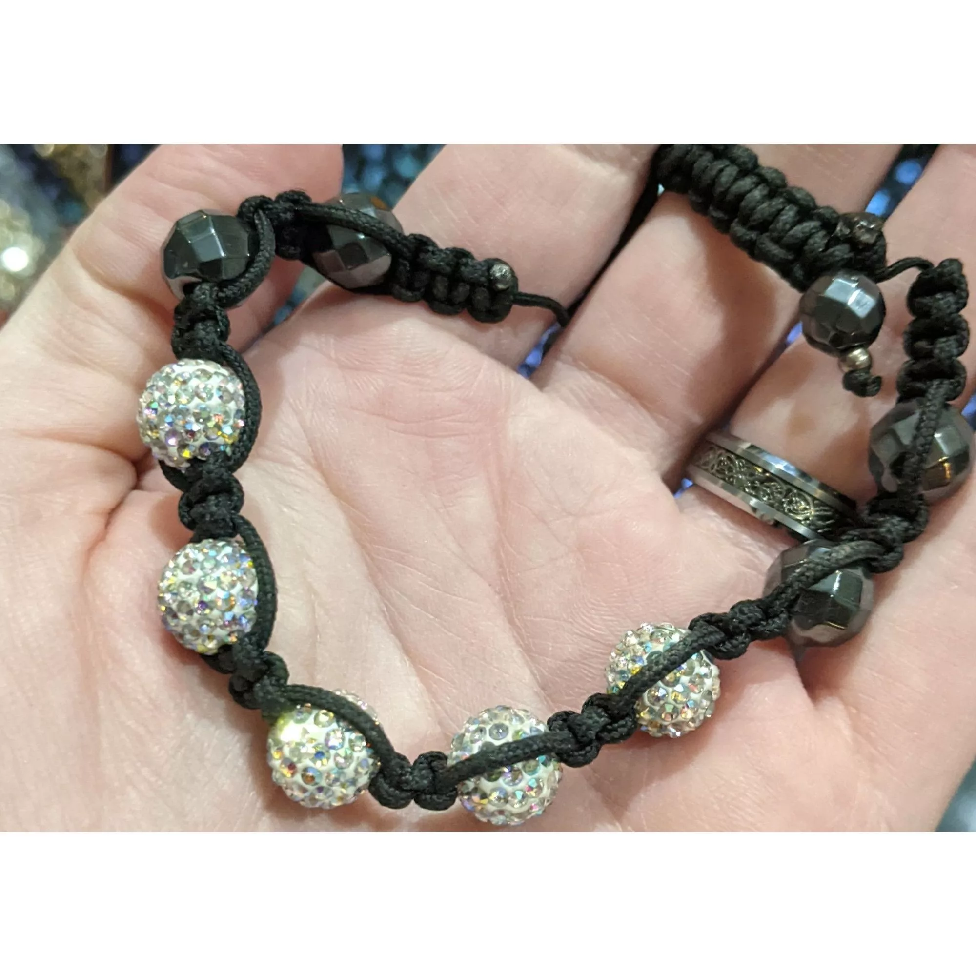 Other Bracelets Other Black Aurora Borealis Beaded Shambala Bracelet