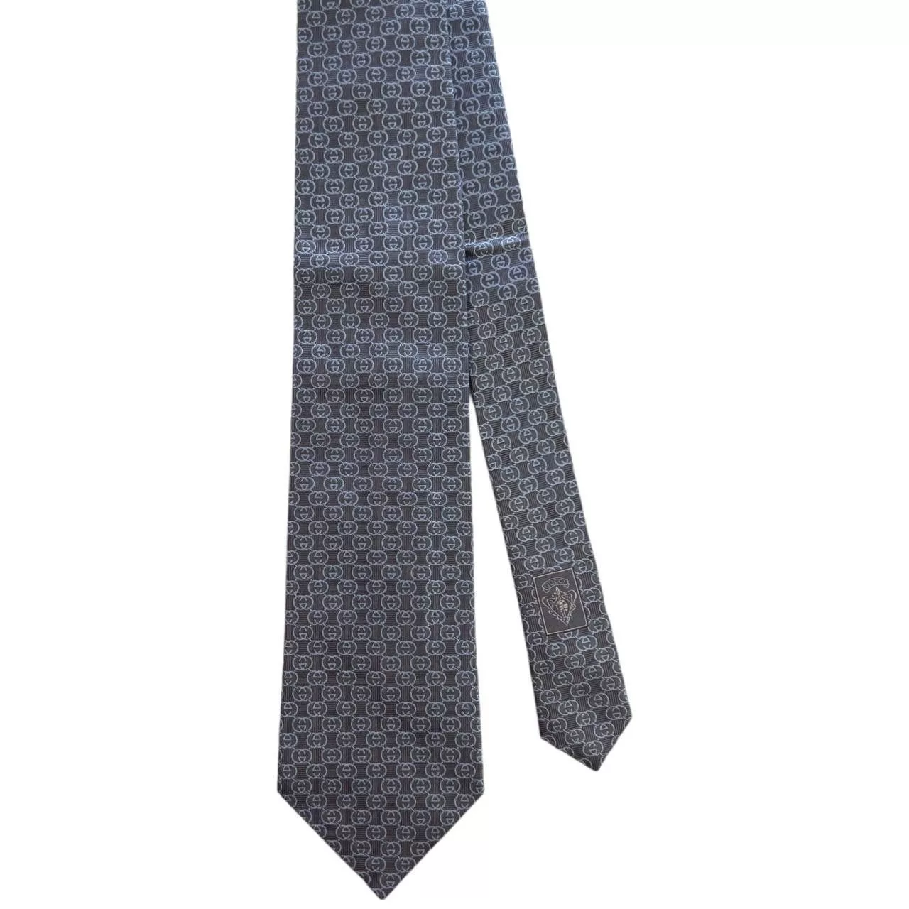 Gucci Ties Pocketsquares Vintage Gucci Monogram Silk Tie Gray