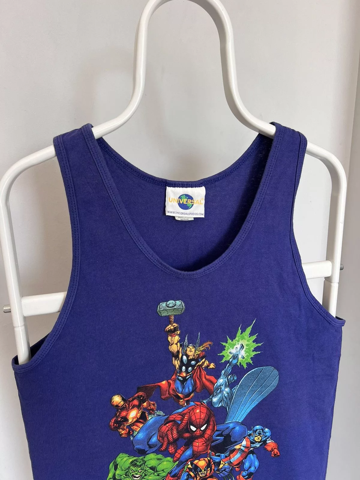 Universal Studios Short Sleeve T Shirts Universal Studios × Vintage × Warner Bros Vintage 1998 Universal Studios Vest Tee Blue