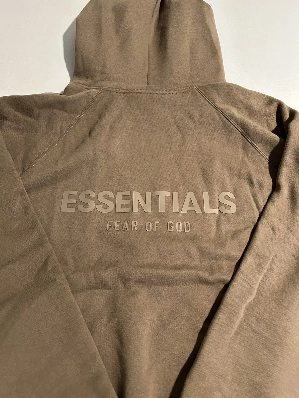 Essentials Sweatshirts Hoodies Essentials × Fear of God Fear of God - ESSENTIALS Hoodie in Harvest (Back Logo) Beige