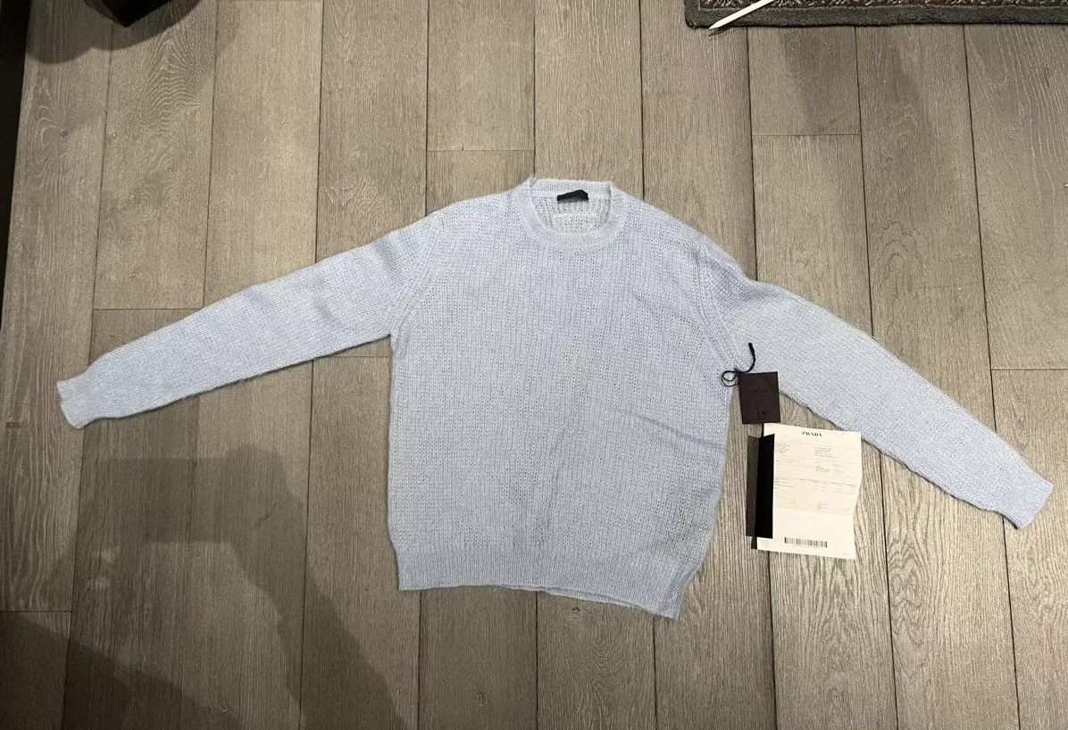 Prada Sweaters Knitwear Prada Crew Neck Mohair Blend Sweater Blue