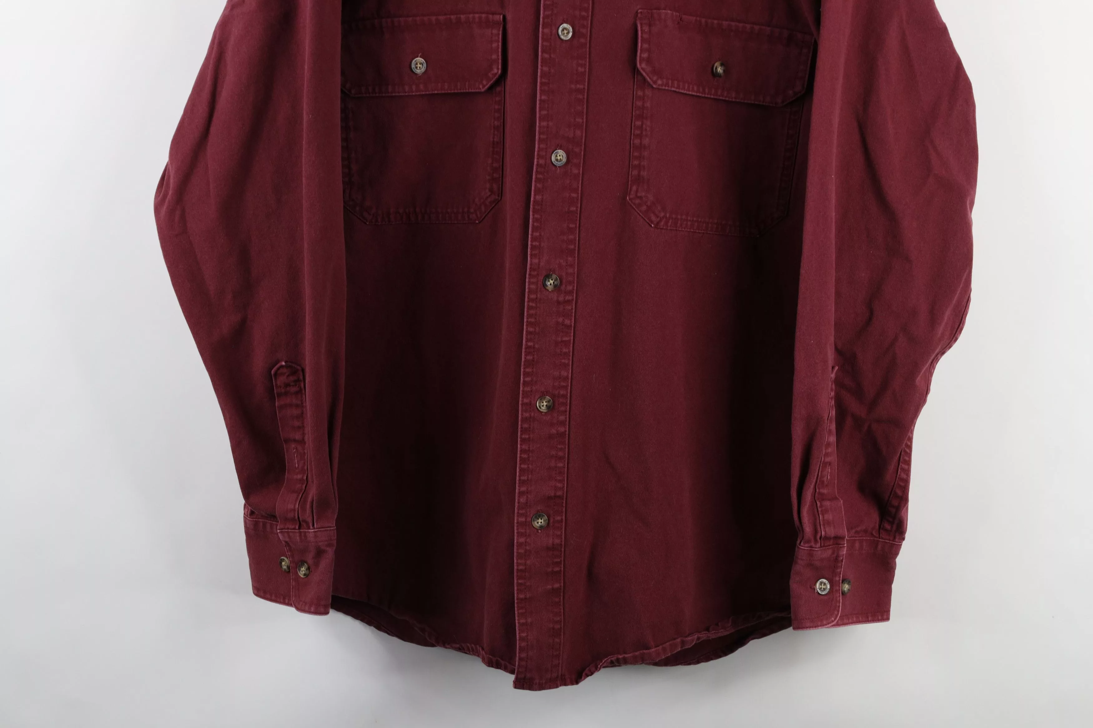 Cabelas Shirts Button Ups Cabelas × Vintage Vintage Cabelas Canvas Collared Button Shirt Burgundy Cotton