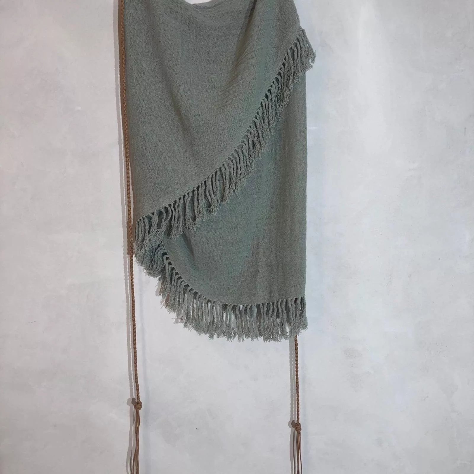 Other Midi Skirts Other DesignerCaravana: Blue knit wrap skirt attached leather rope Green