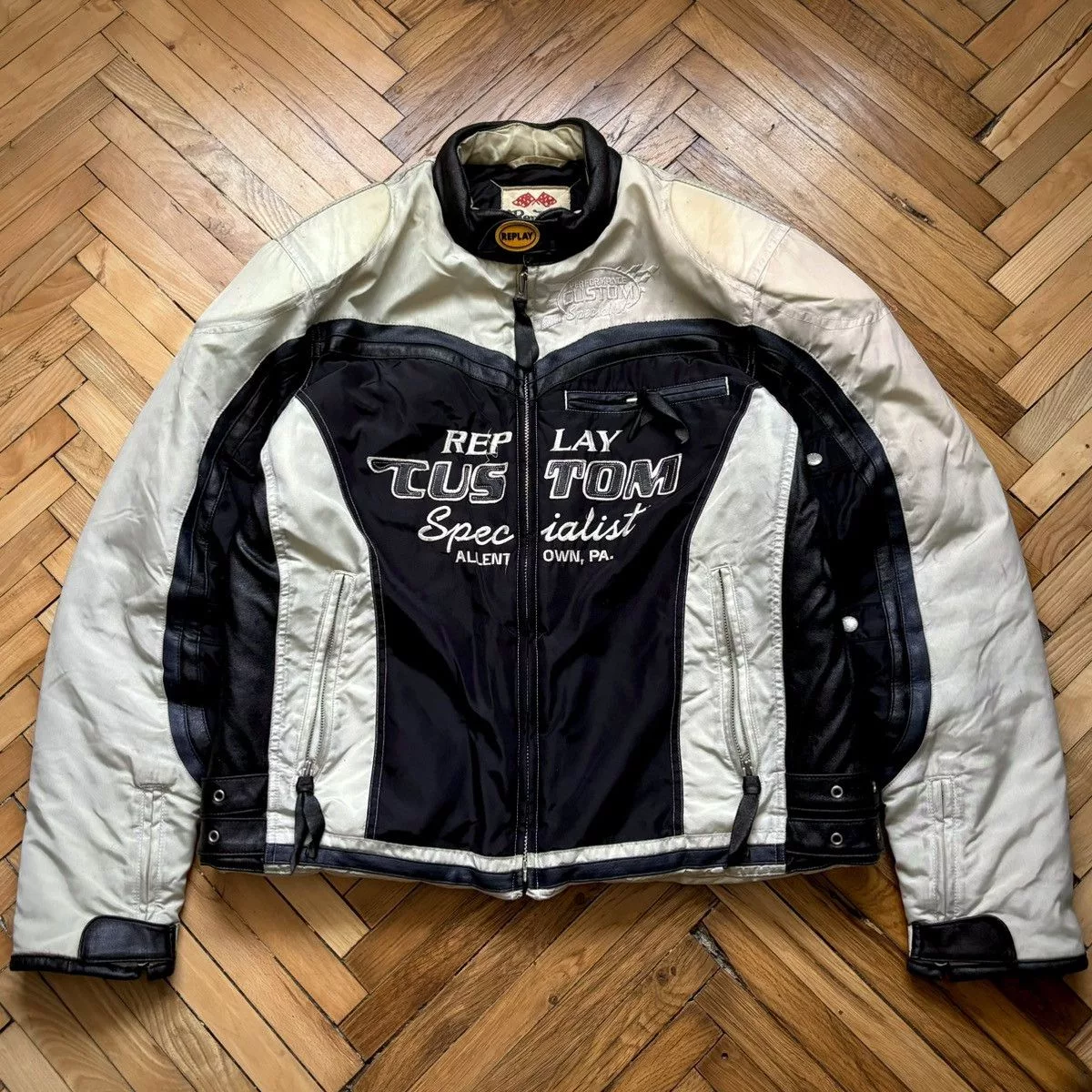 Replay Bombers Replay × Vintage Vintage 90s Replay Racing Motor Jacket Y2K White