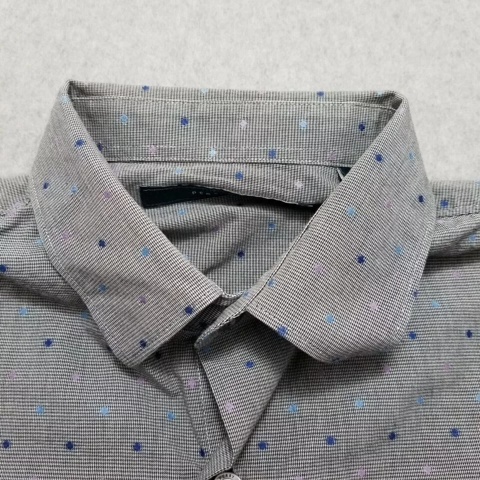 Perry Ellis Shirts Button Ups Perry Ellis Shirt Men Small Polka Dot Button Up Casual Gray