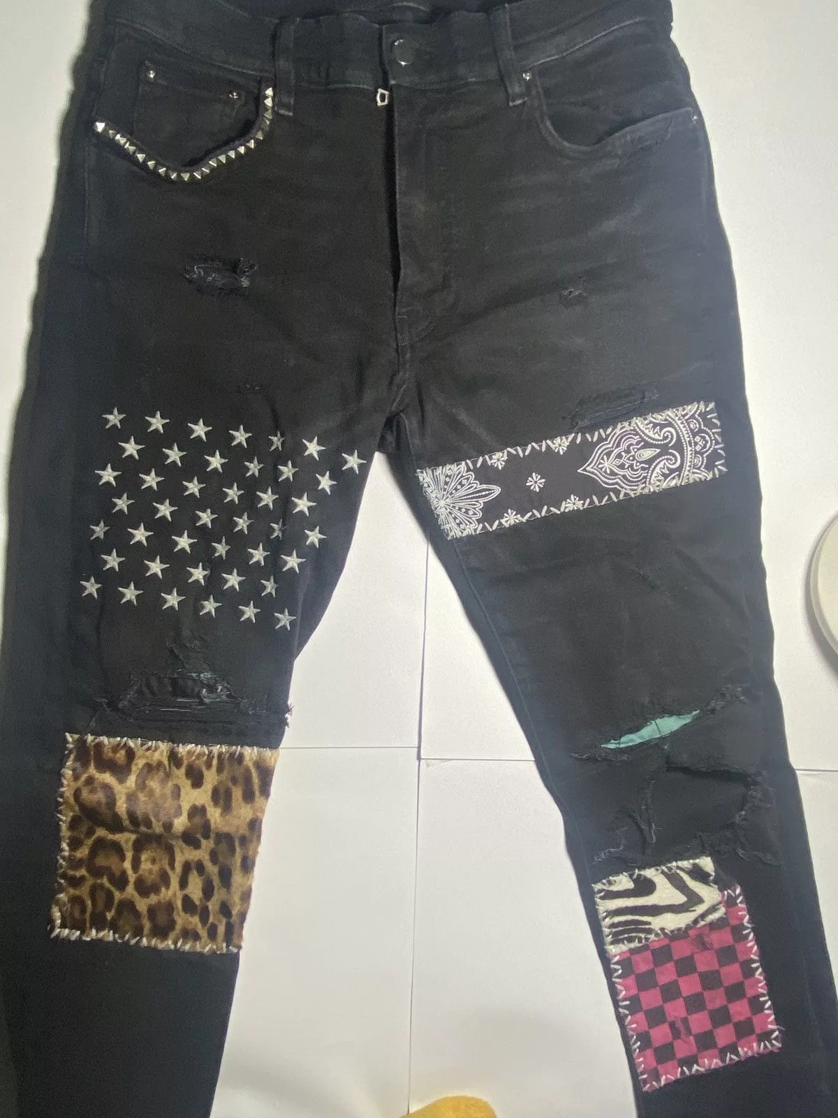 Amiri Denim Amiri Animal Leopard Jeans Black
