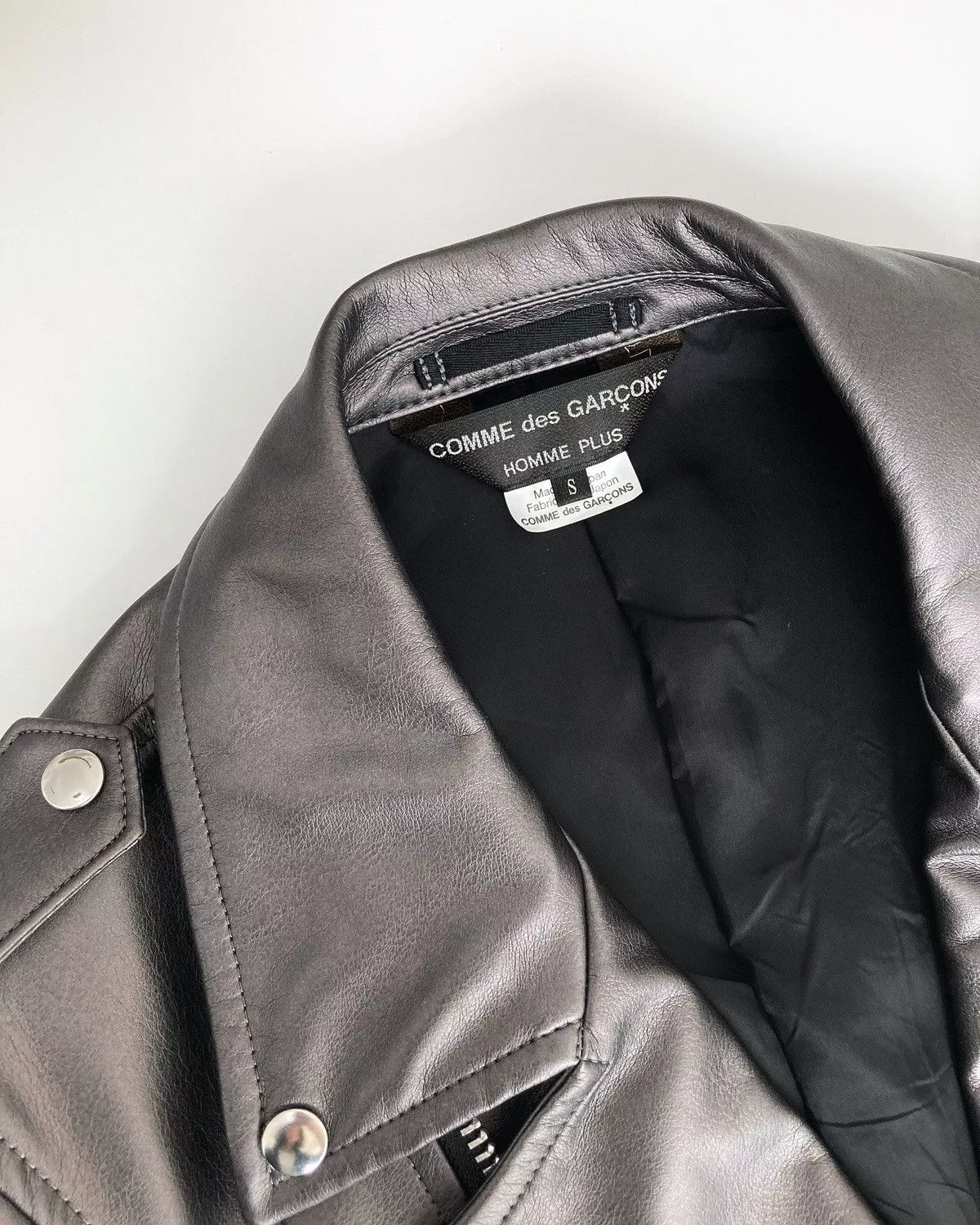 Comme des Garcons Leather Jackets Comme des Garcons × Comme des Garcons Homme Plus × Junya Watanabe ❌ NWT CDG AD2020 homme plus fold stitch Rider Black