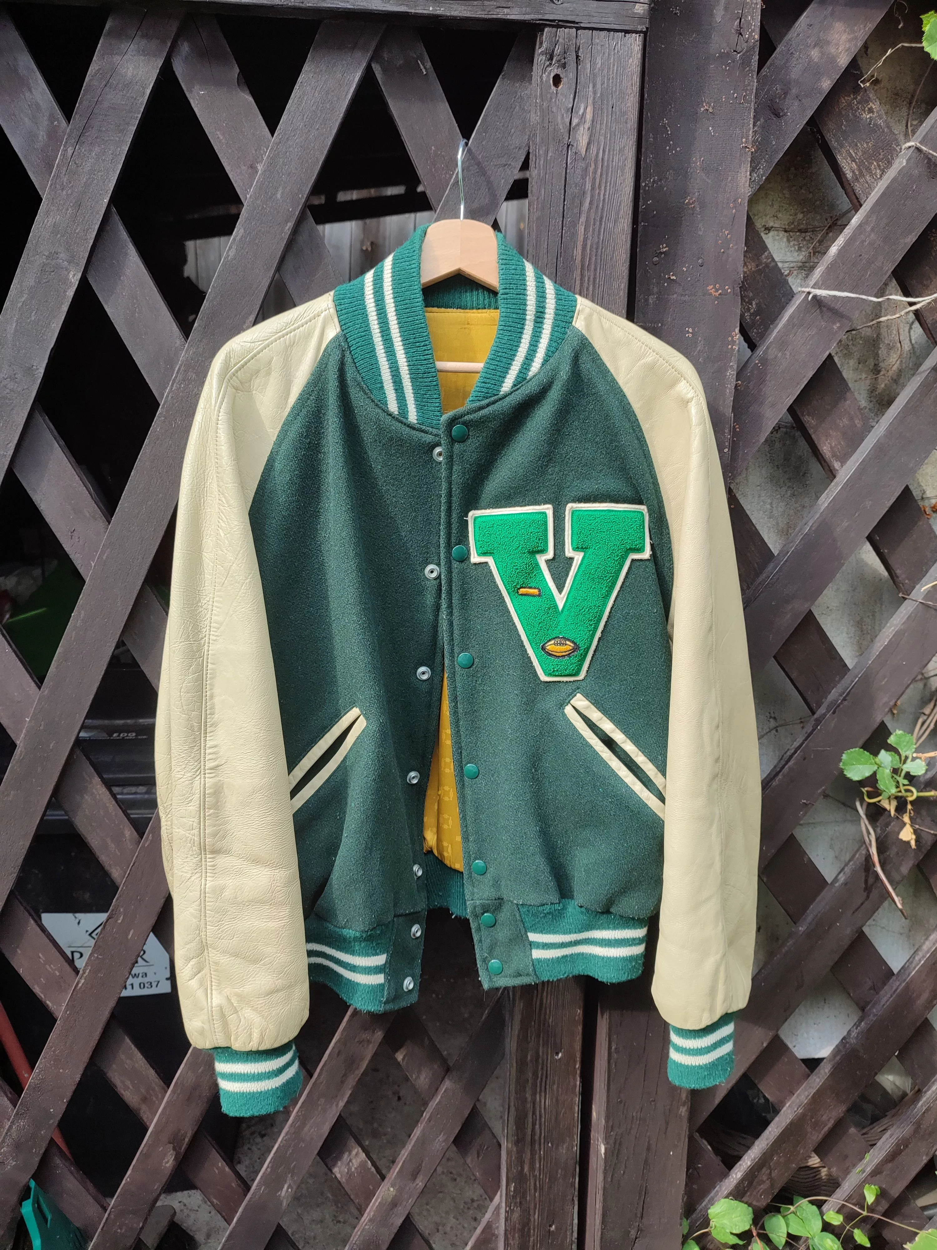Vintage Light Jackets Vintage 70s Varsity jacket bottle green