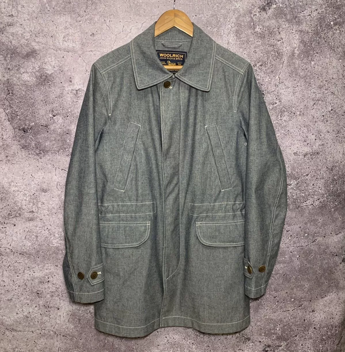 Vintage Raincoats Vintage × Woolrich Woolen Mills Woolrich Wind Rain Parka Jacket Coat Blue Streetwear