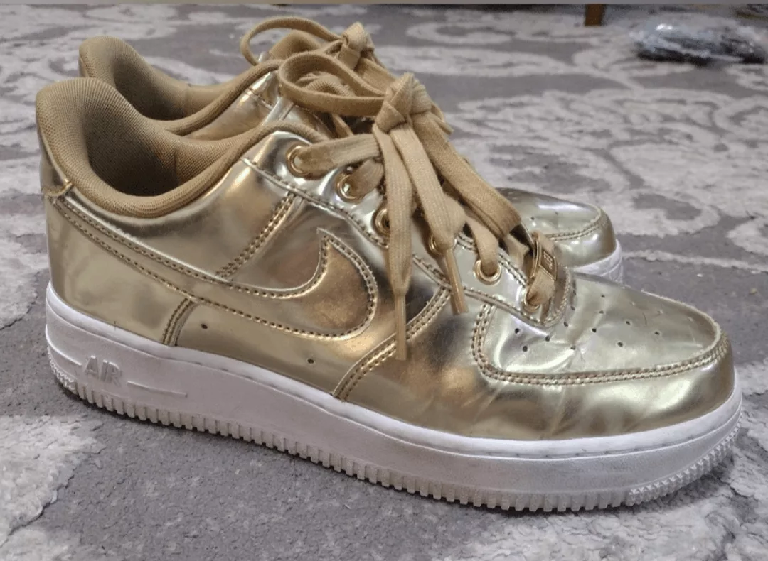 Nike Low Top Sneakers Nike AF1 metallic gold sneakers
