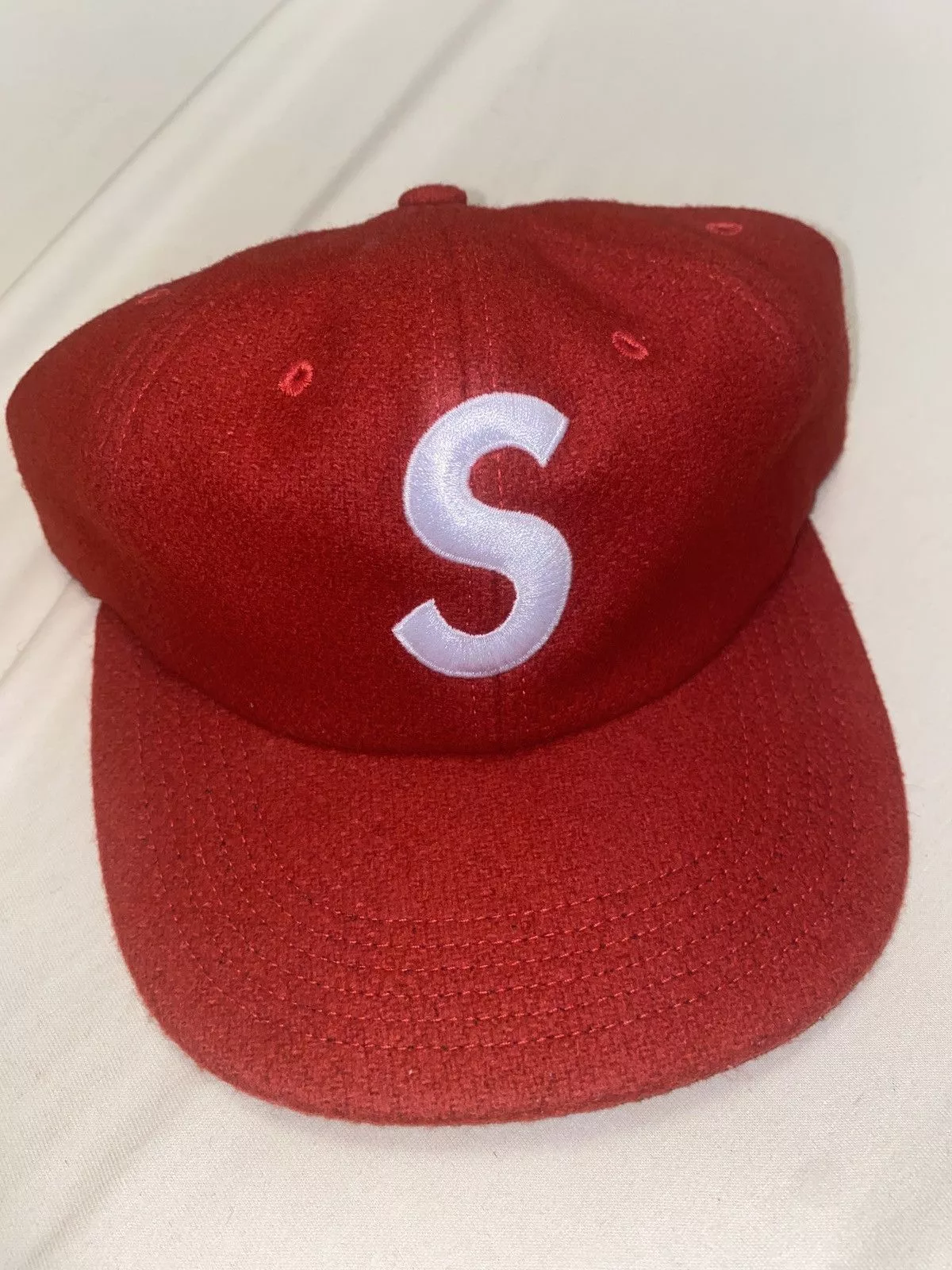 Supreme Hats Supreme S logo Wool Fall/Winter 2015 Red