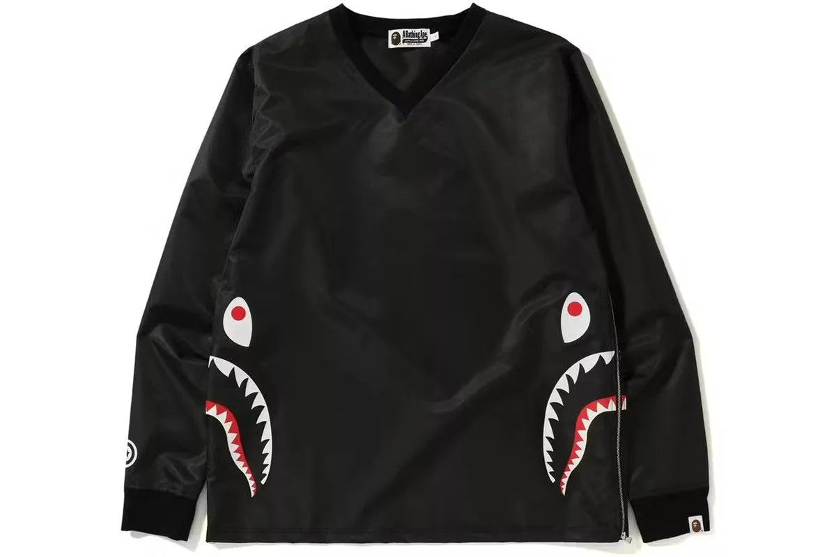 Bape Short Sleeve T Shirts BAPE Side Zip Shark Windbreaker Black
