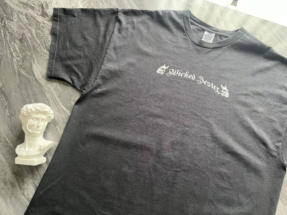 Designer Short Sleeve T Shirts Designer Wicked Jester : Triple Skull Devil Thorin 1999 2004 Black Streetwear