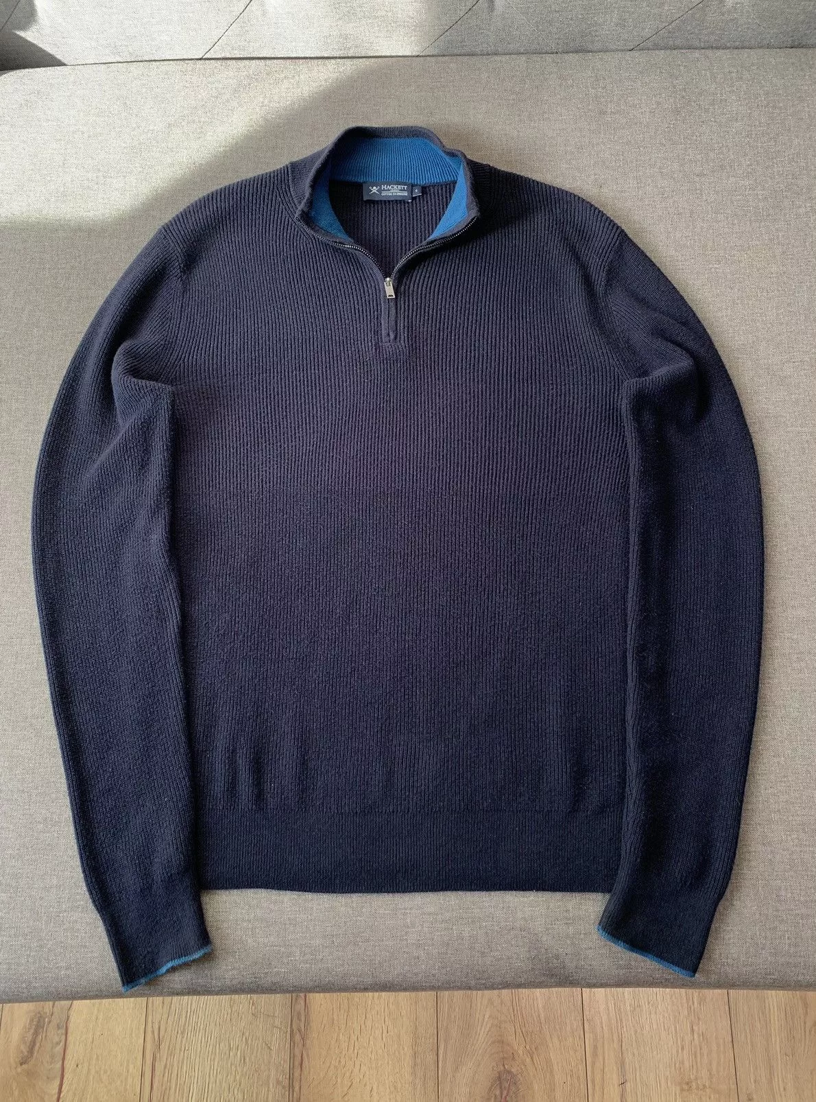 Hackett Sweaters Knitwear Hackett cotton cashmere 1/4 zip sweater Blue