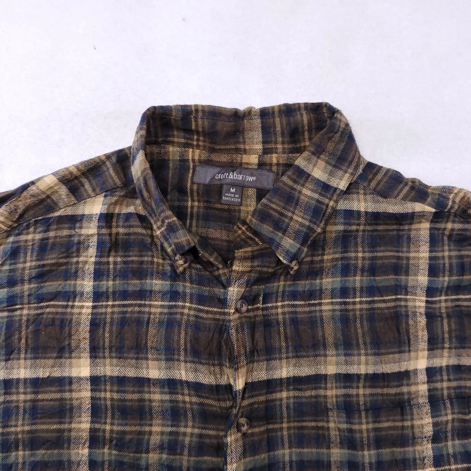 Croft & Barrow Shirts Button Ups Croft & Barrow Madras Flannel Shirt Mens Size Medium M Blue