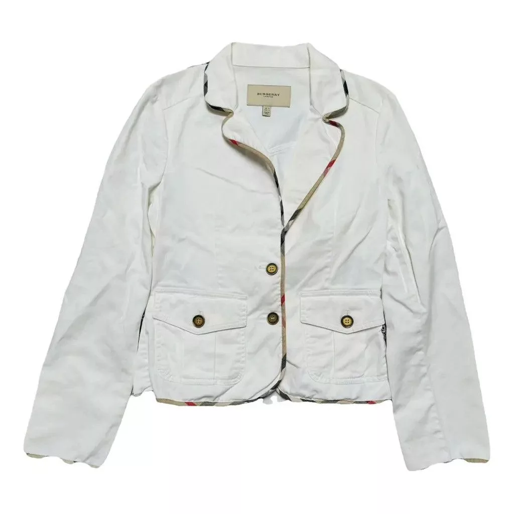 Burberry Coats Burberry Suit Jacket with pattern Size: UK 8 White