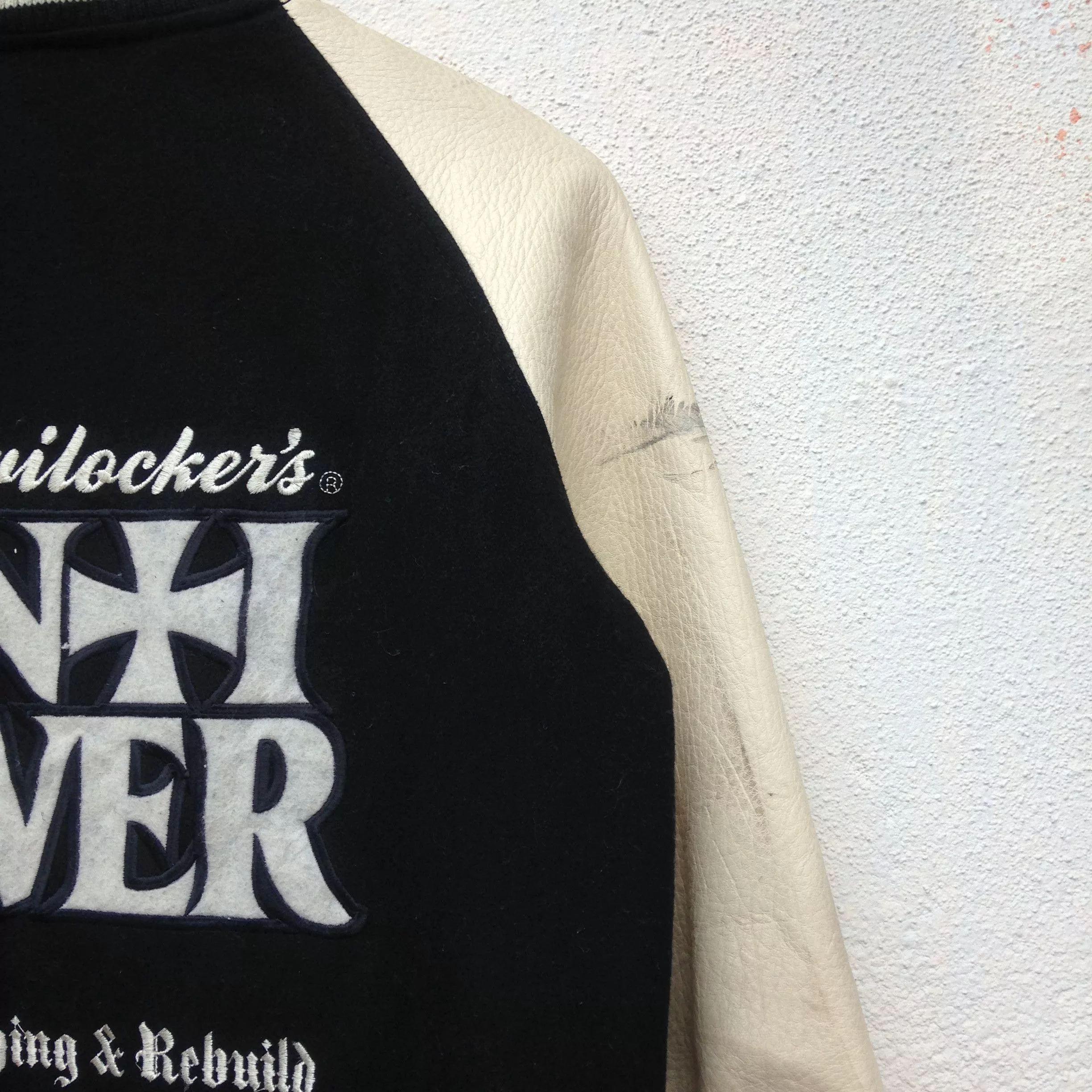 Devilock Light Jackets Devilock × Vintage Devilock Anti Power Rebel Leather Sleeve Black