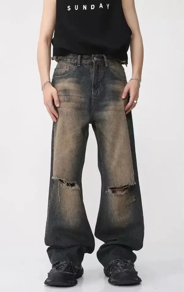 Jean Denim Blue Gradient Wash Bootcut Flared Jeans y2k retro Avant-Garde