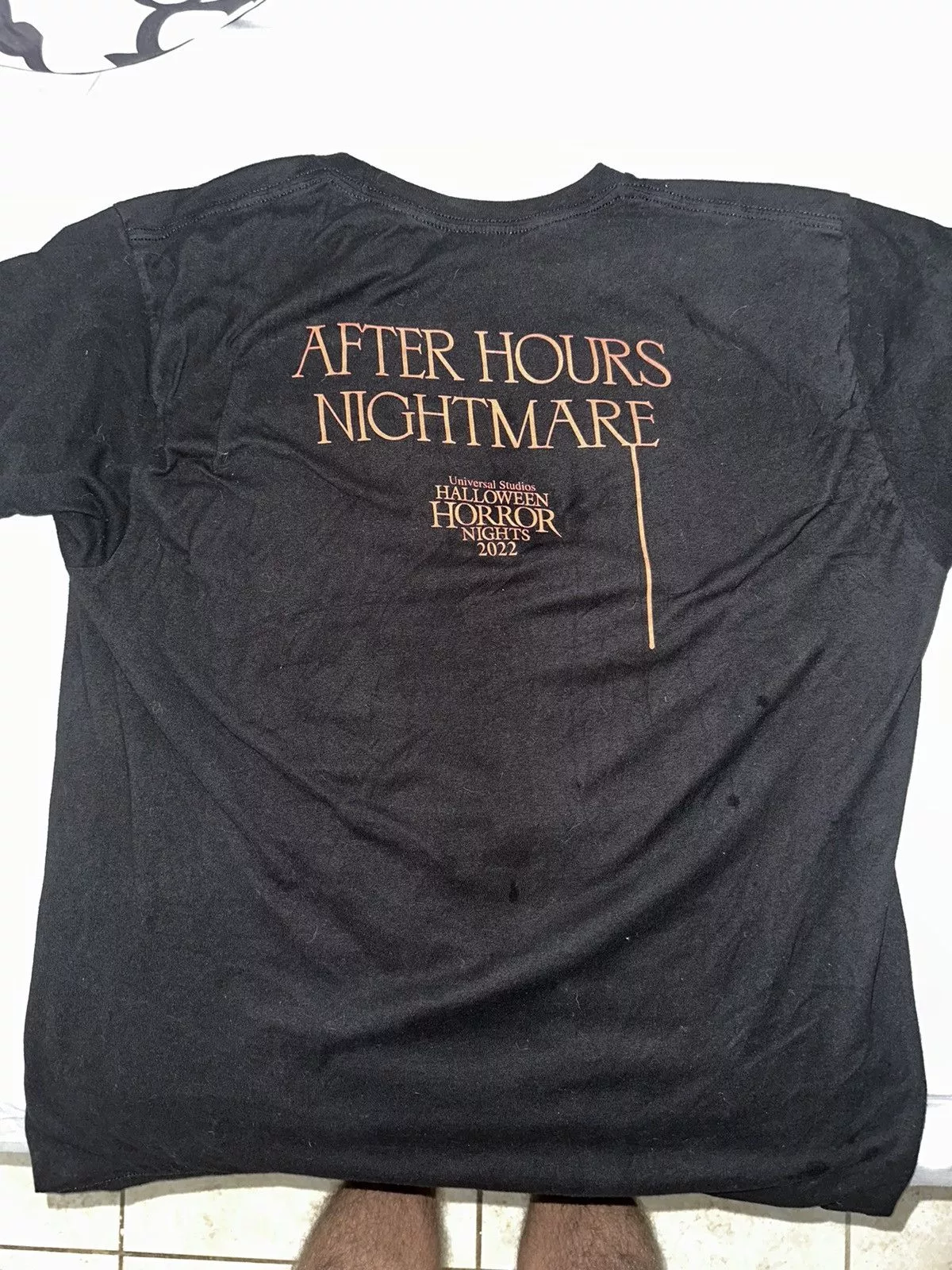 Universal Studios Short Sleeve T Shirts Universal Studios Authentic 2022 The Weeknd Halloween Horror Nights Shirt Black
