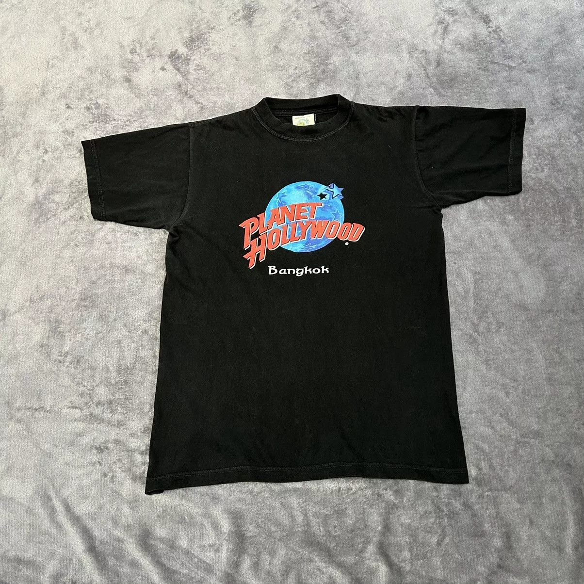Planet Hollywood Short Sleeve T Shirts Planet Hollywood t shirt big logo spellout Bangkok Black Streetwear