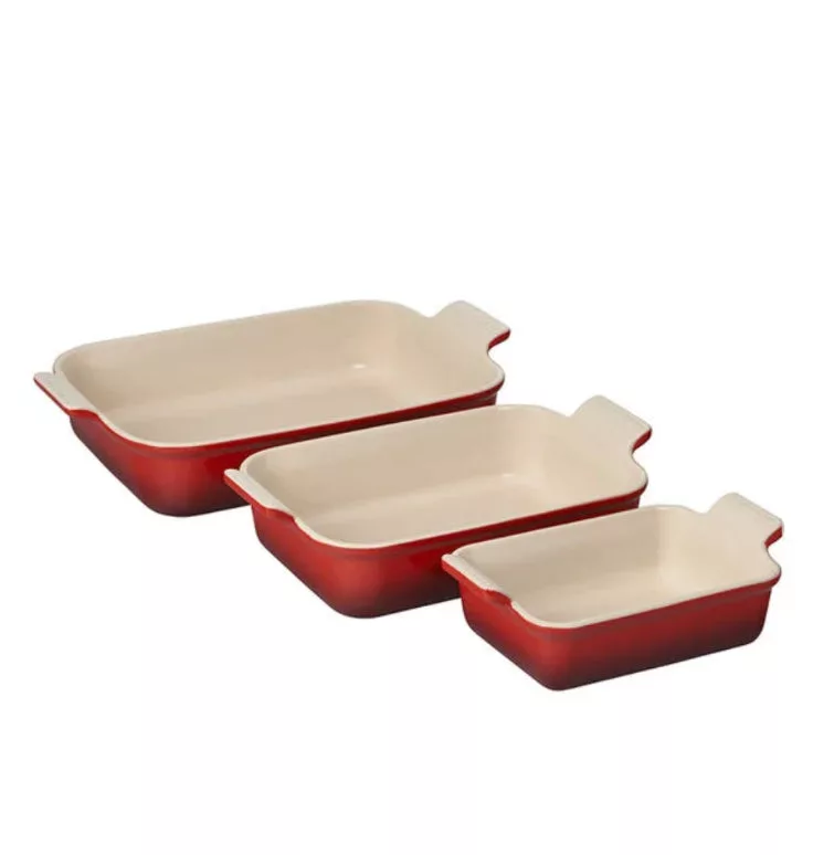 Heritage Set of 3 Rectangular Dishes - Cerise