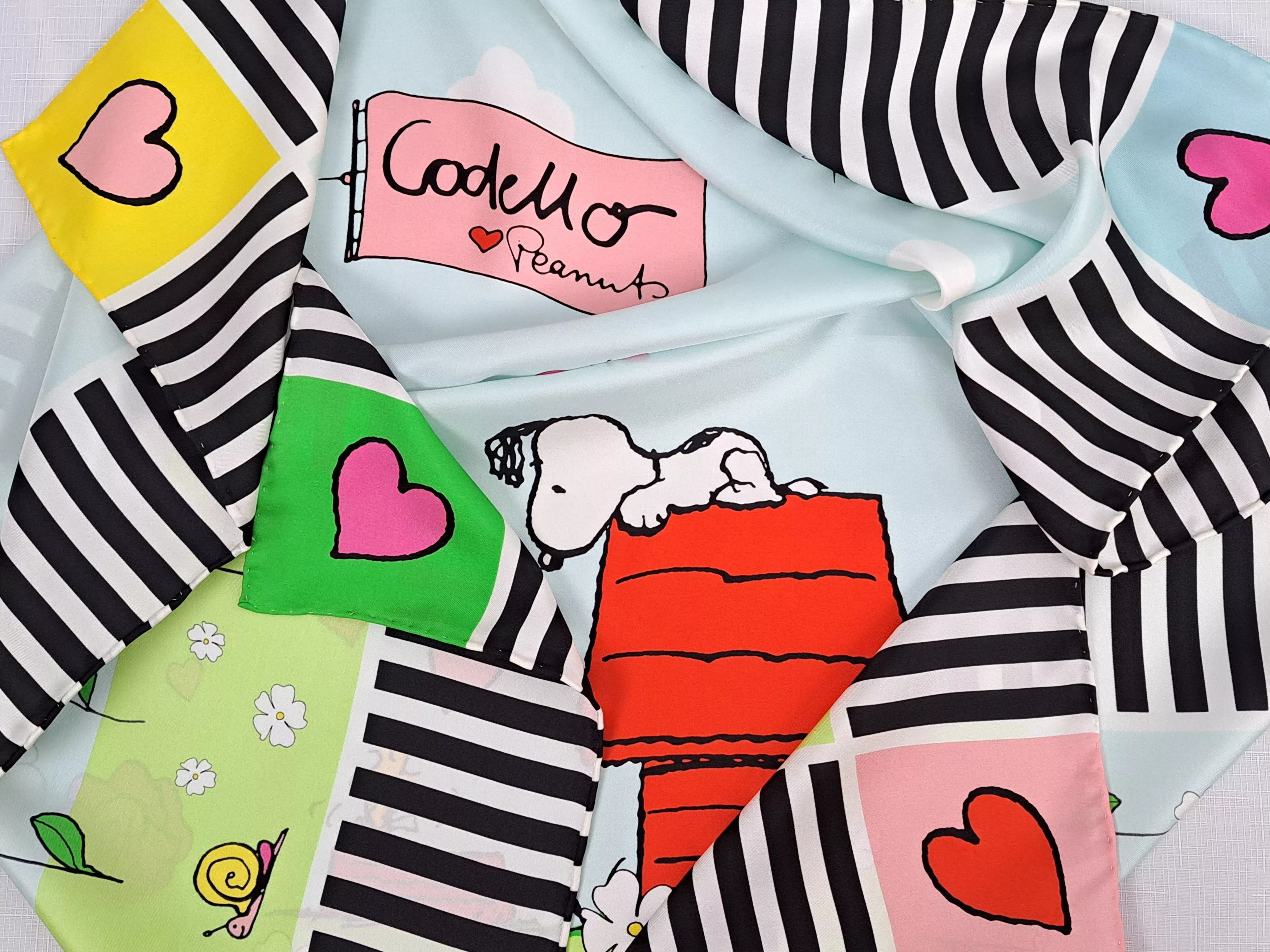 Designer Scarves Designer CODELLO Loves Peanuts - Snoopy - funy silk scarf. Multi