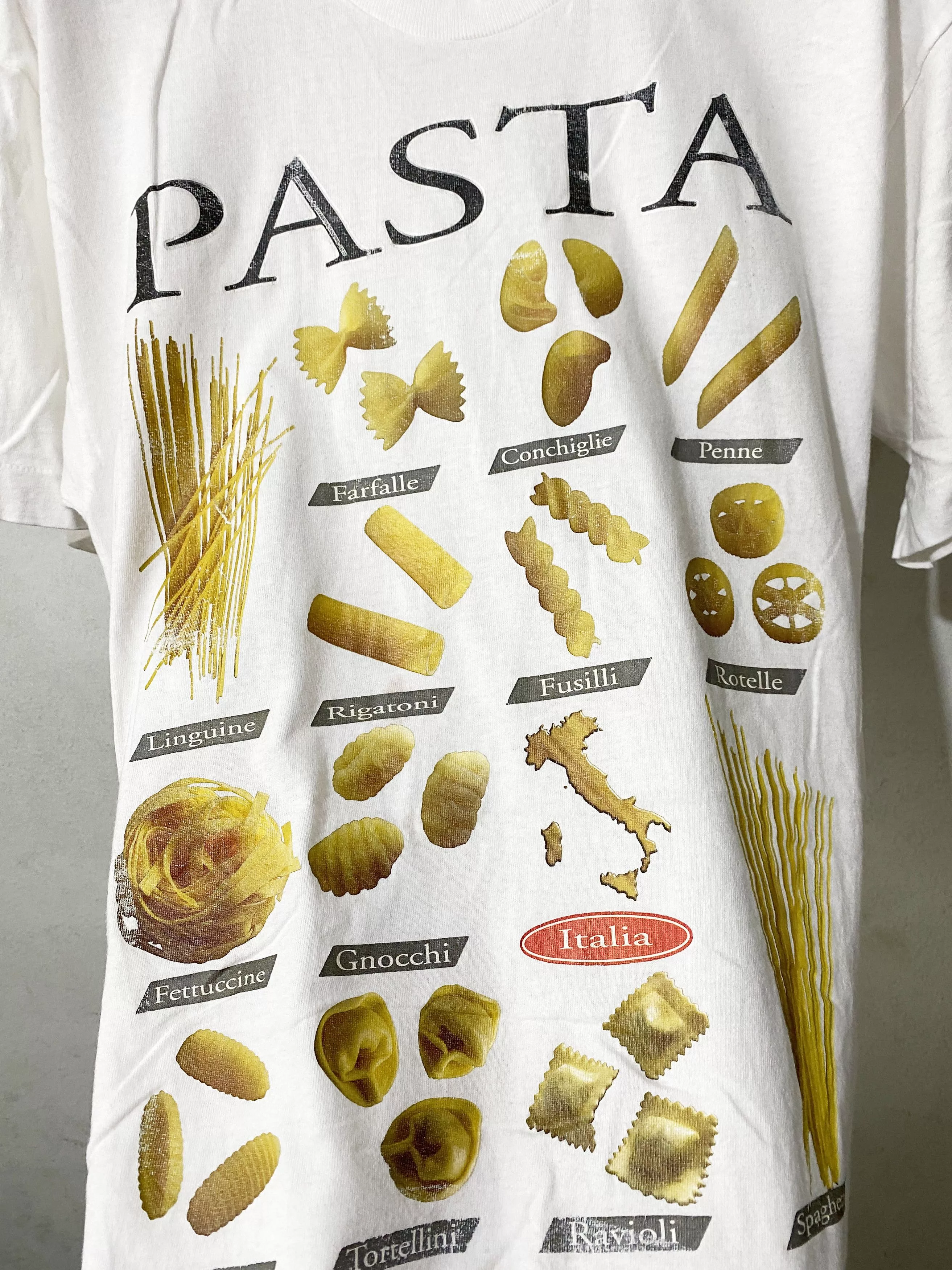 Vintage Short Sleeve T Shirts Vintage 90s Pasta Shirt White