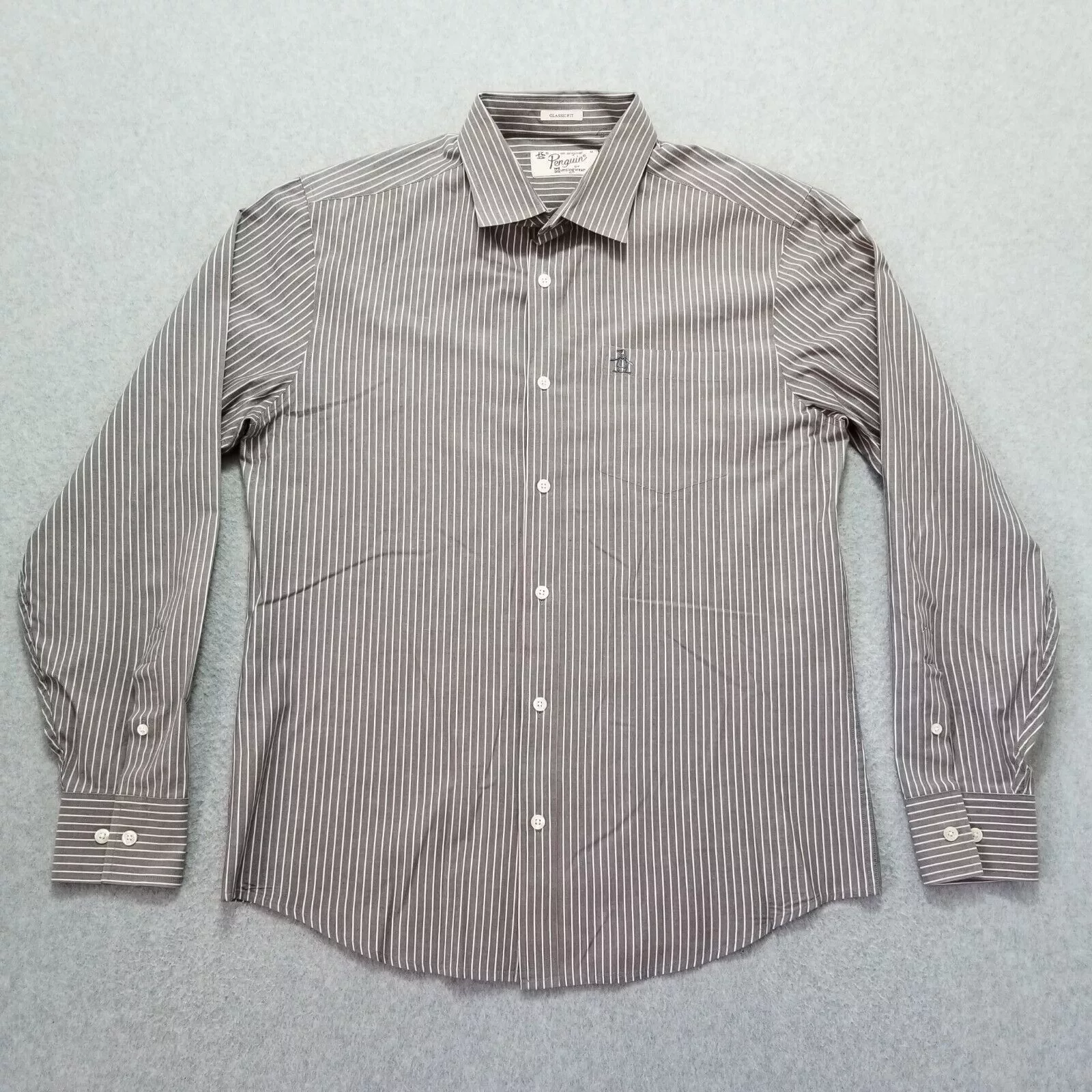Original Penguin Shirts Button Ups Original Penguin Penguin Shirt Mens Medium Pocket Striped Casual Long Sleeve Brown