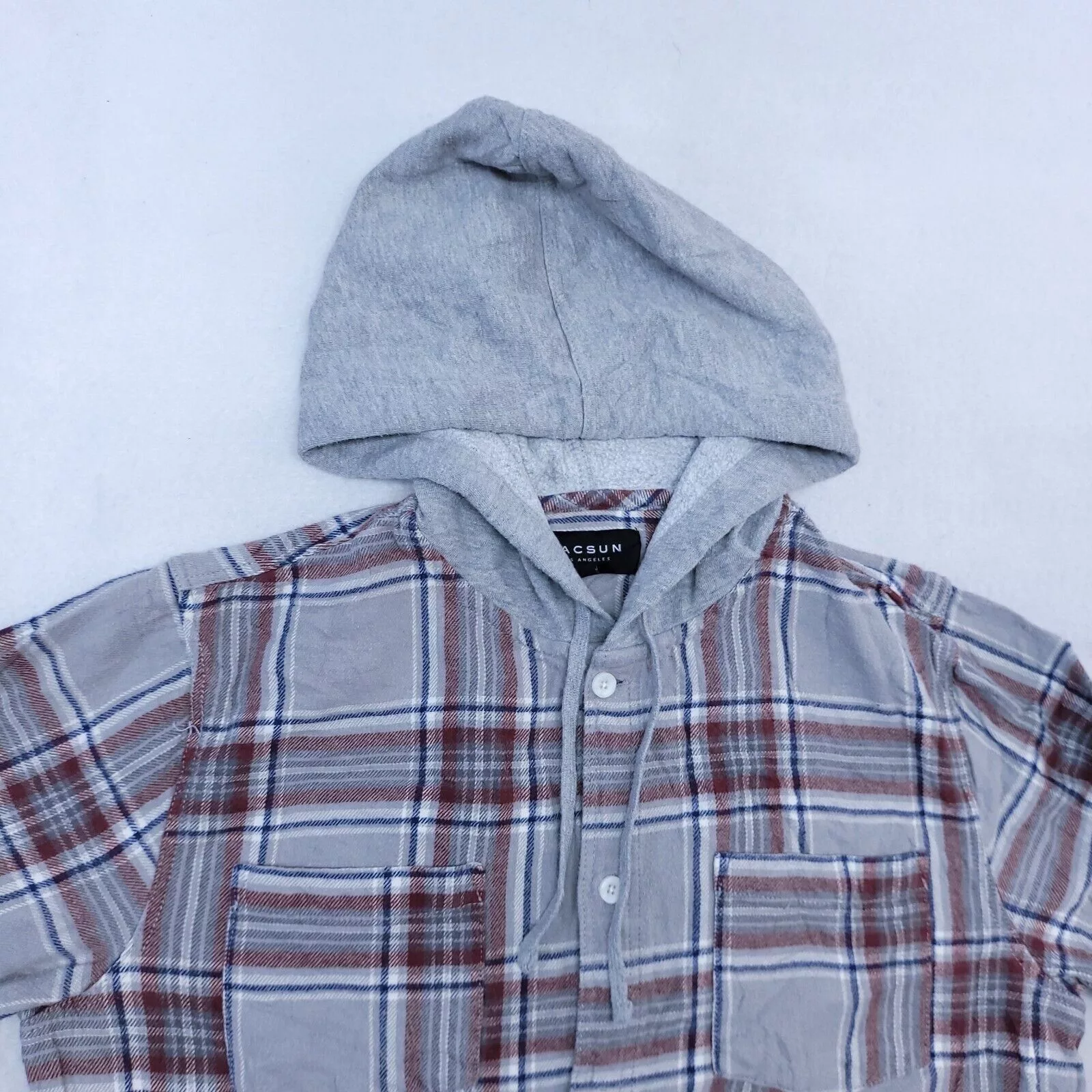 Pacsun Light Jackets Pacsun Casual Button Up Hoodie Mens Size M Gray Red Plaid