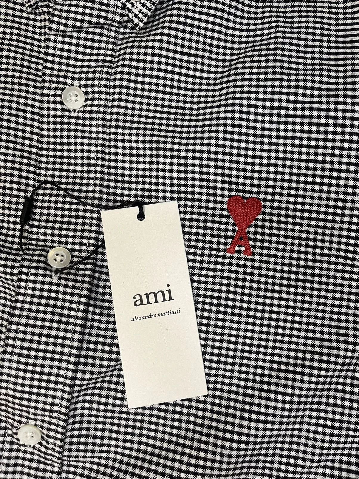 AMI Shirts Button Ups Ami Paris Check Button-Up Shirt Black